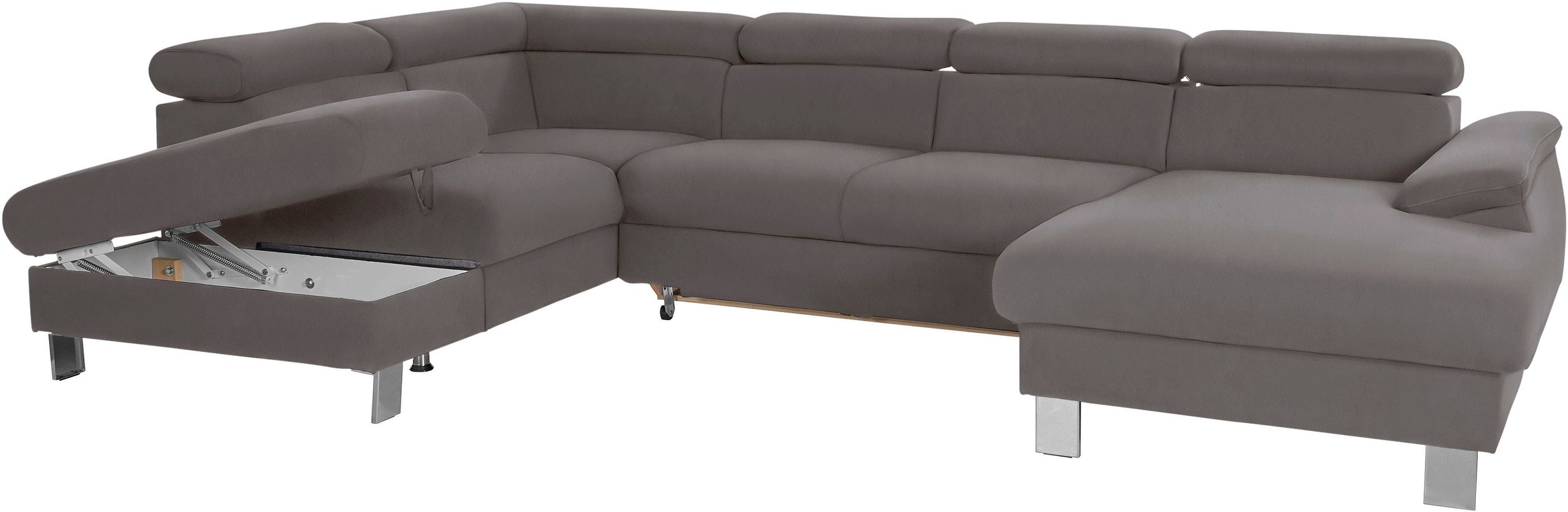 COTTA Polstergarnitur »Komaris U-Form«, (Set), Set bestehend aus: Wohnlandschaft mit Kopfteilverstellung & Hocker