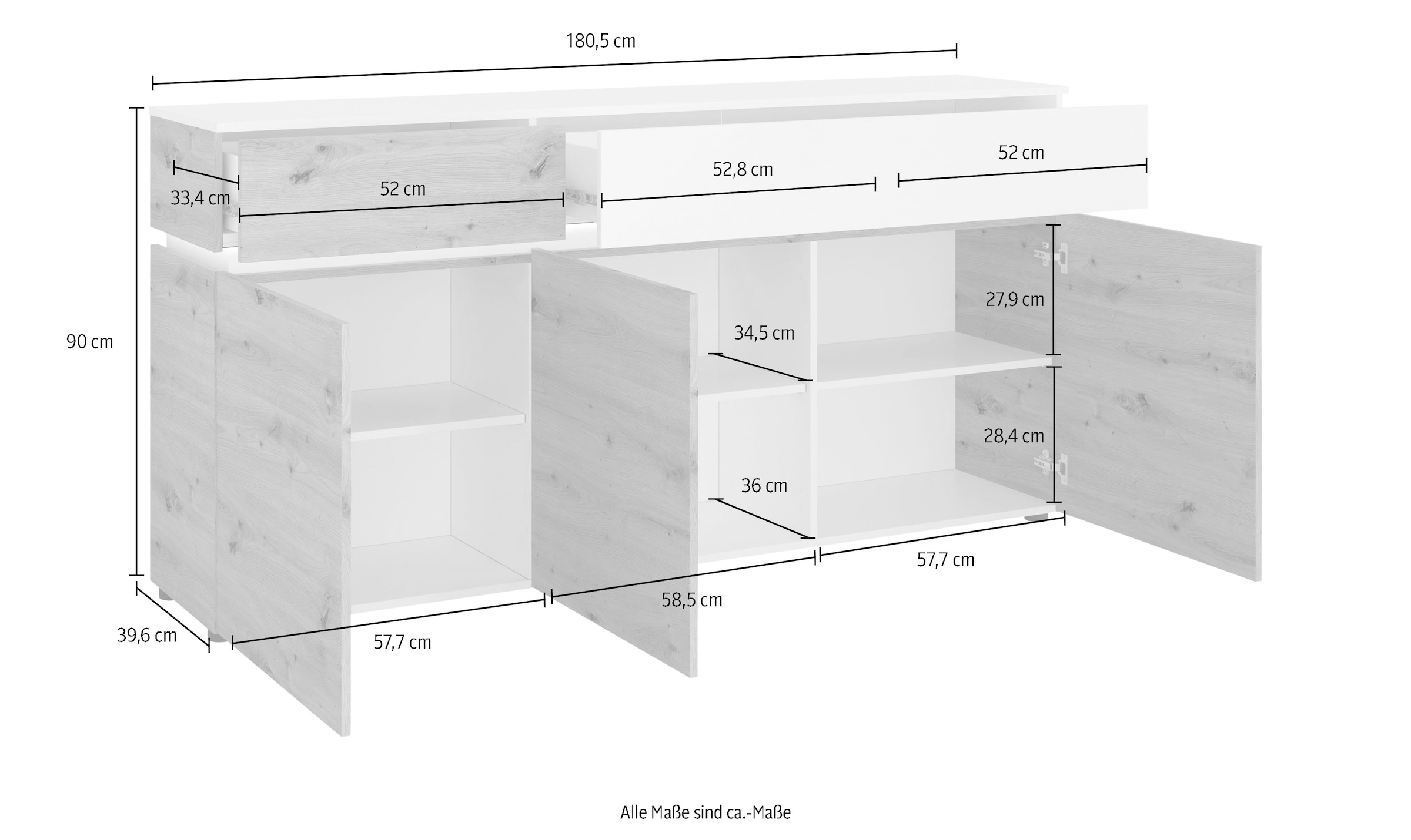 INOSIGN Sideboard »Luci«, Breite 180, 5 cm