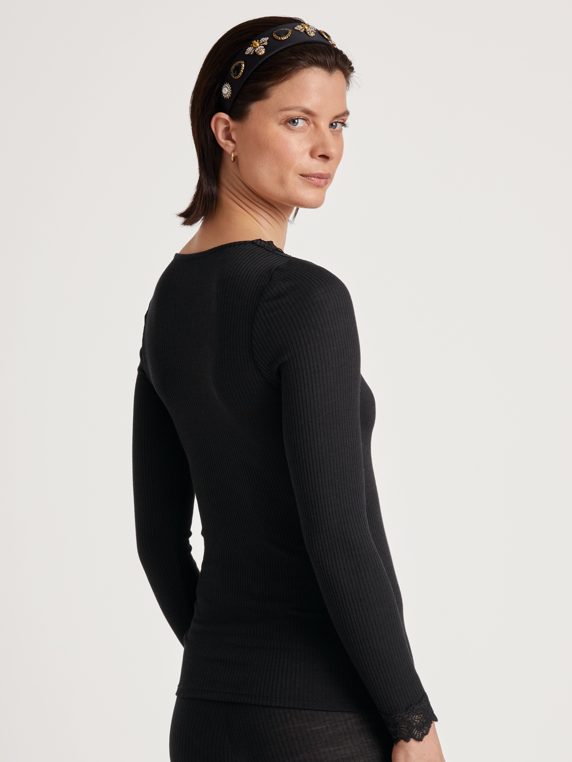 CALIDA Langarmshirt »Silky Wool Joy«, mit Spitze an Ausschnitt und Bündchen