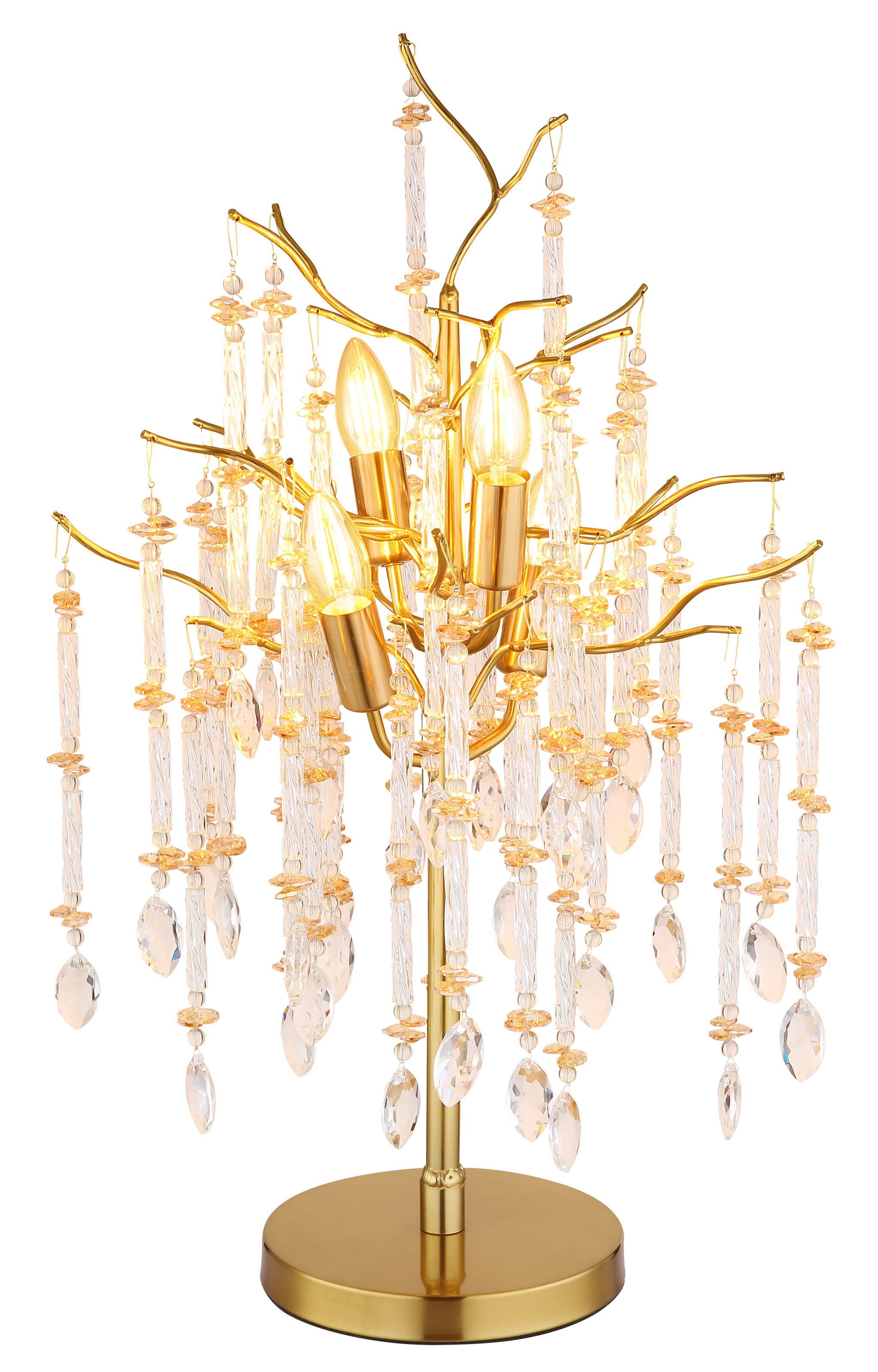 GLOBO LIGHTING Tischleuchte »GLORIA« E14 1 Stk. Tischleuchte gold matt mit dekorativen Glaskristallen