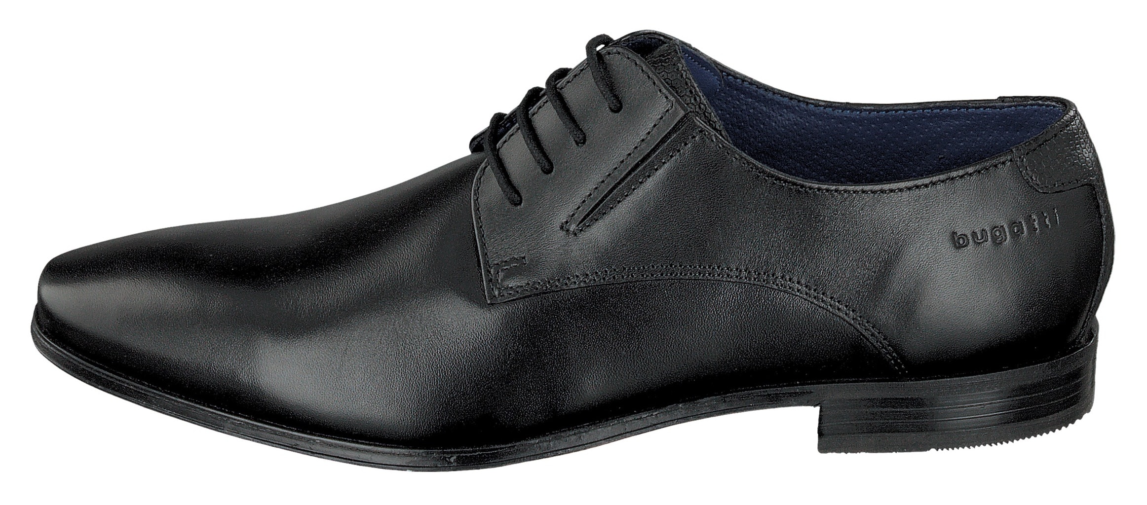 bugatti Schnürschuh, Blockabsatz, Abendschuh, Festtagsschuh mit Logoprägung an der Ferse