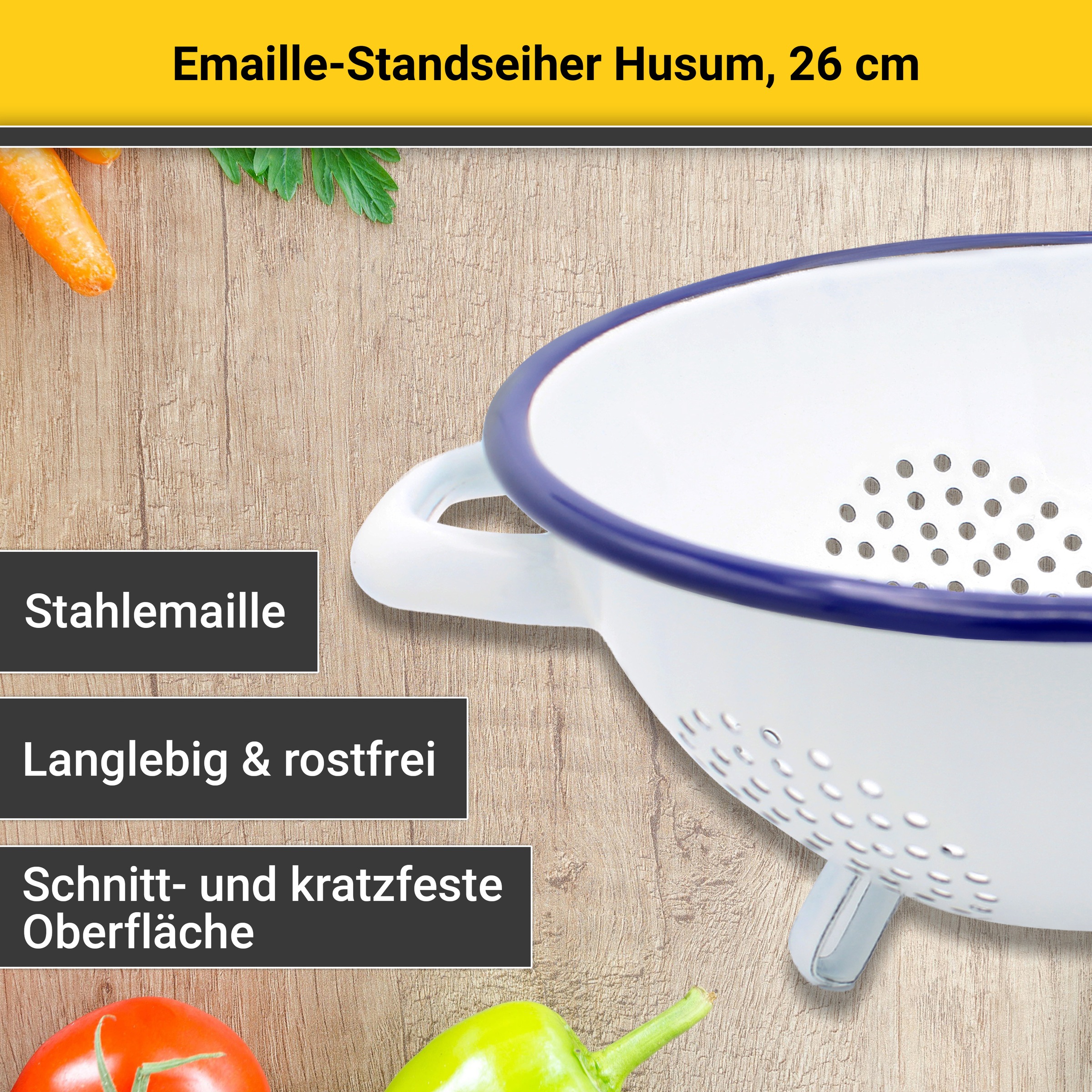 Krüger Küchensieb »Husum«, (1 St.), Emaille, Ø 26 cm