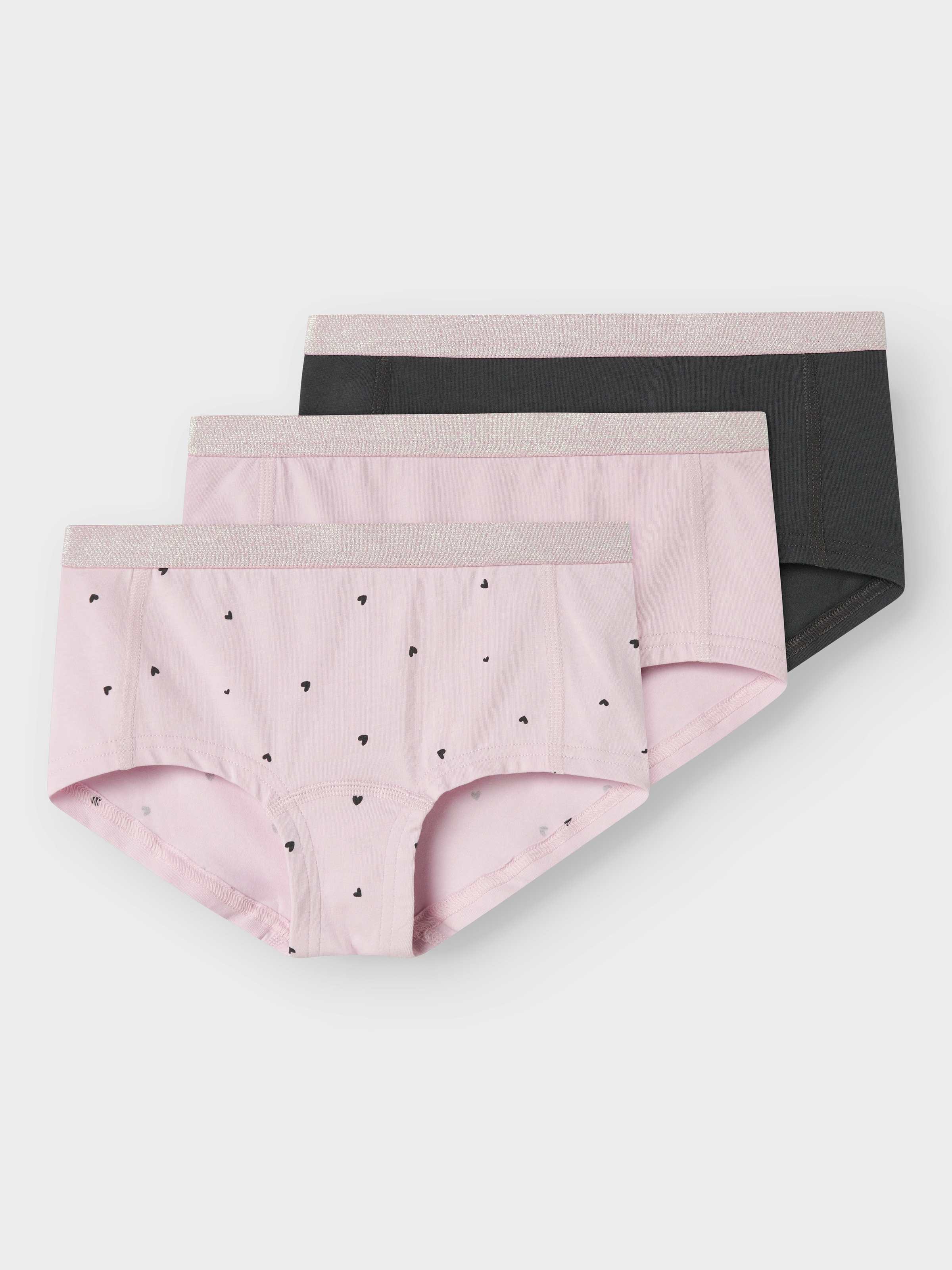 NAME IT Mädchen Panty "NKFHIPSTER 3P WINSOME HEARTS NOOS", Gr. 122, rosa, Jersey, Obermaterial: 95% Baumwolle, 5% Elasthan, unifarben, Unterhosen