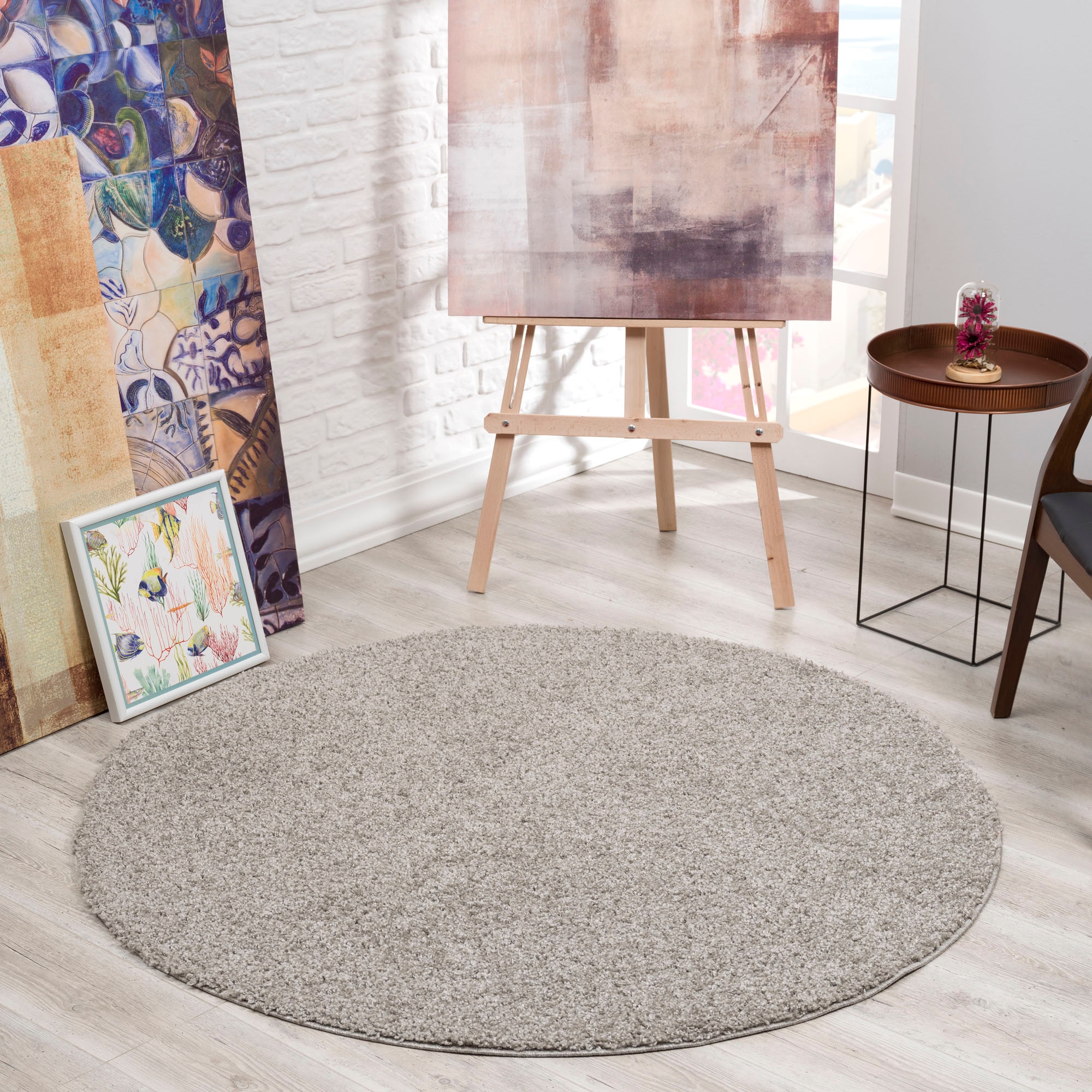 Sanat Hochflor-Teppich "LOCA", rund, 30 mm Höhe, Wohnzimmer, Langflor, Shaggy, Schlafzimmer