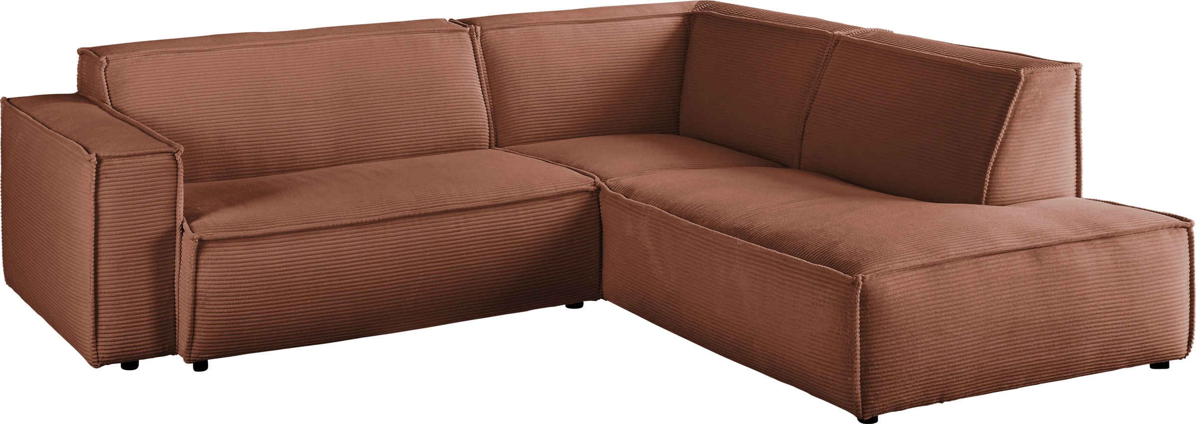3C Candy Ecksofa »Matteo in elegant, kubischer Formensprache, bequem, L-Form«, mit auffälliger Kedernaht, Cord-Bezug, Lounge-Charakter