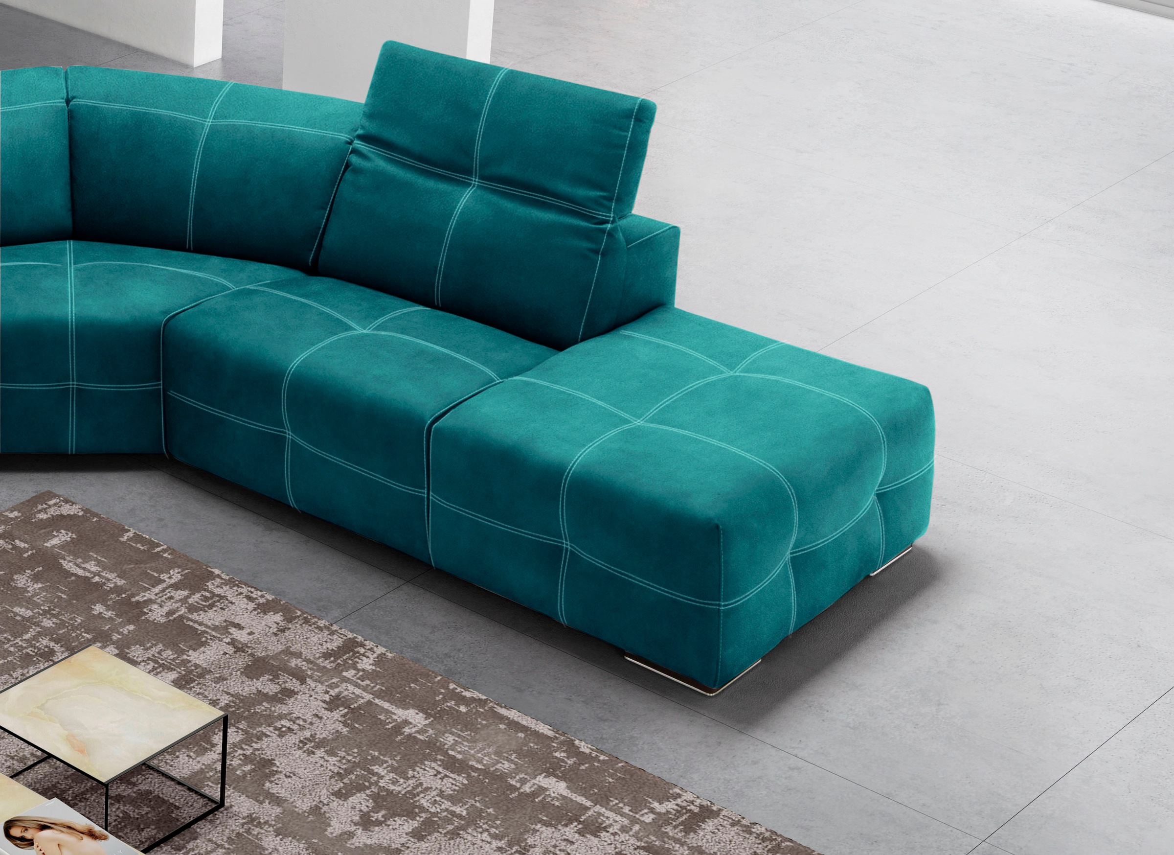 Egoitaliano Ecksofa »Sauvanne, Designsofa der Extraklasse, elegant und bequem«, wahlweise mit elektrischer Relaxfunktion, Kopfteilverstellung
