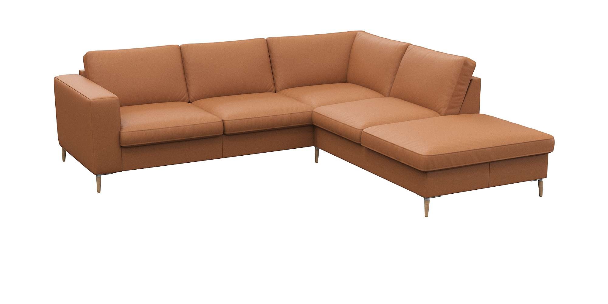 FLEXLUX Ecksofa »Fiore, L-Form«, breite Armlehnen, Füße Alu/Eiche, B/T 241/225 cm, Kaltschaum im Sitz