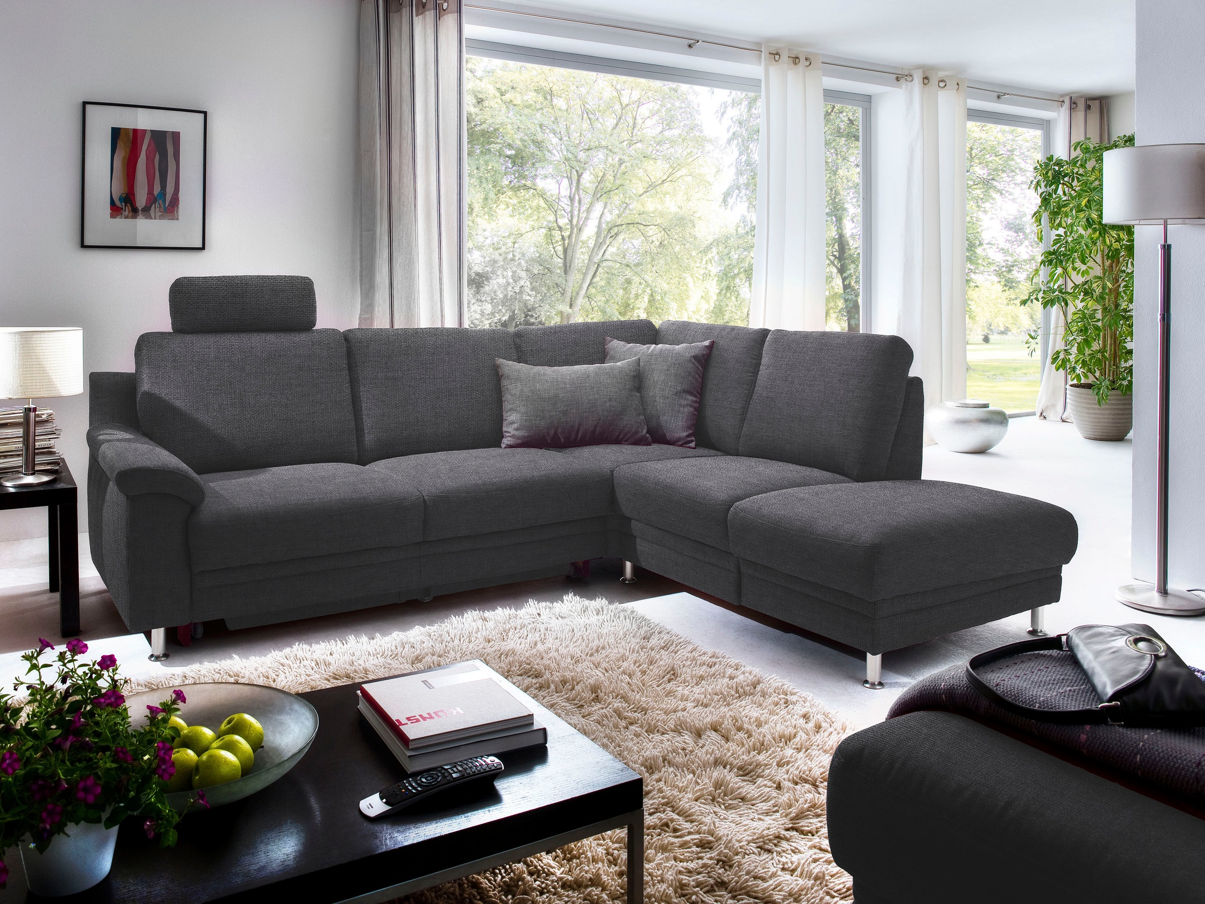 3C Carina Ecksofa »Korfu L-Form«, incl.- 1 Kopfstütze, wahlweise mit Schlafunktion und Stauraum