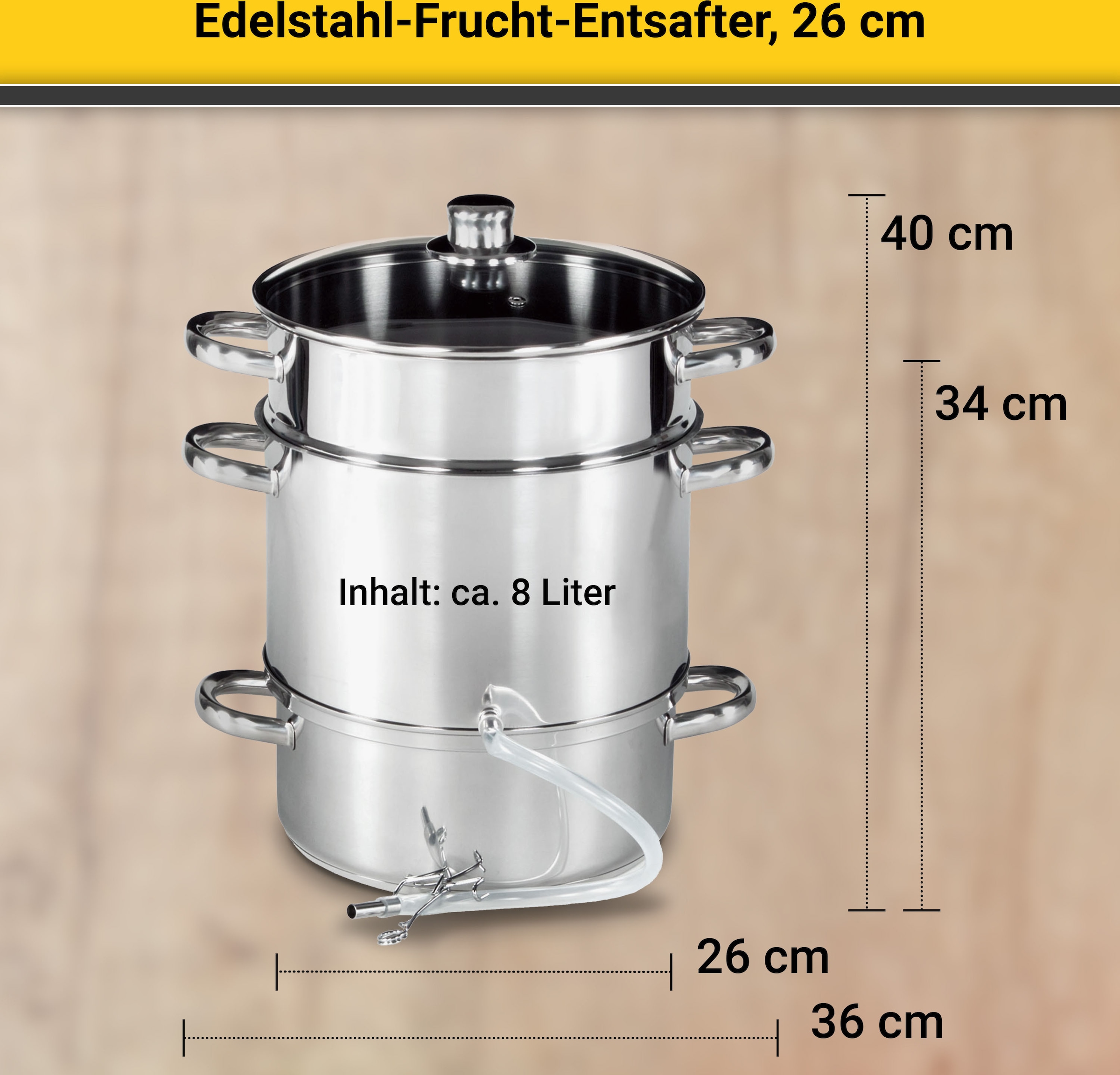 Induktion Fruchtentsafter, BAUR Einkochtopf, | Edelstahl, Krüger