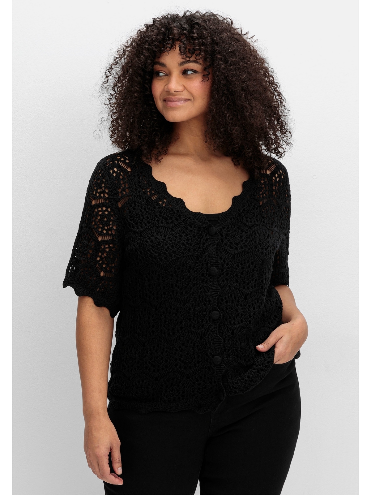 sheego by Joe Browns Cardigan "Große Größen", im Ajourmuster günstig online kaufen