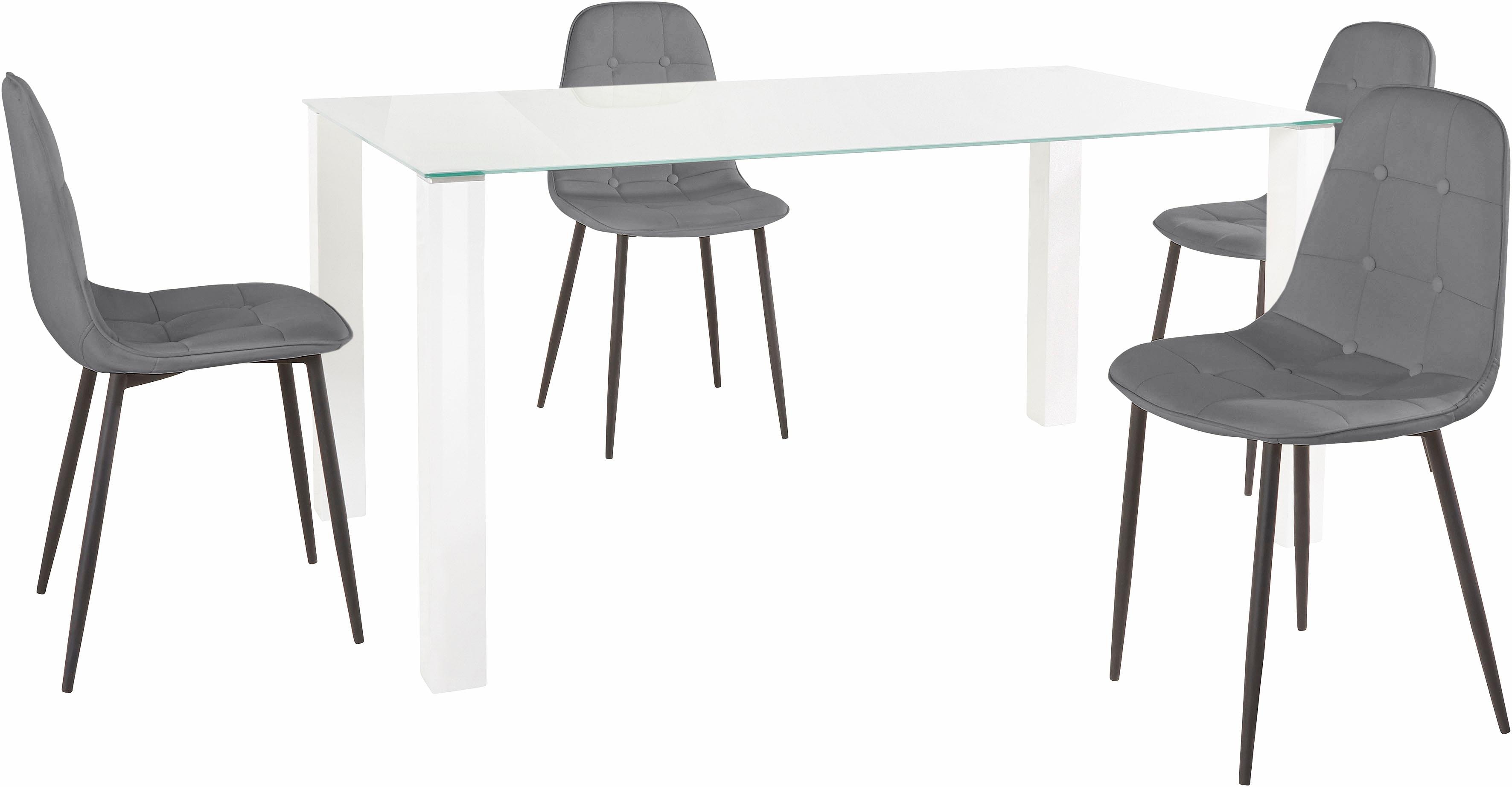 INOSIGN Essgruppe Set, 5 Stk. tlg. mit Glastisch, Breite 160 cm günstig online kaufen