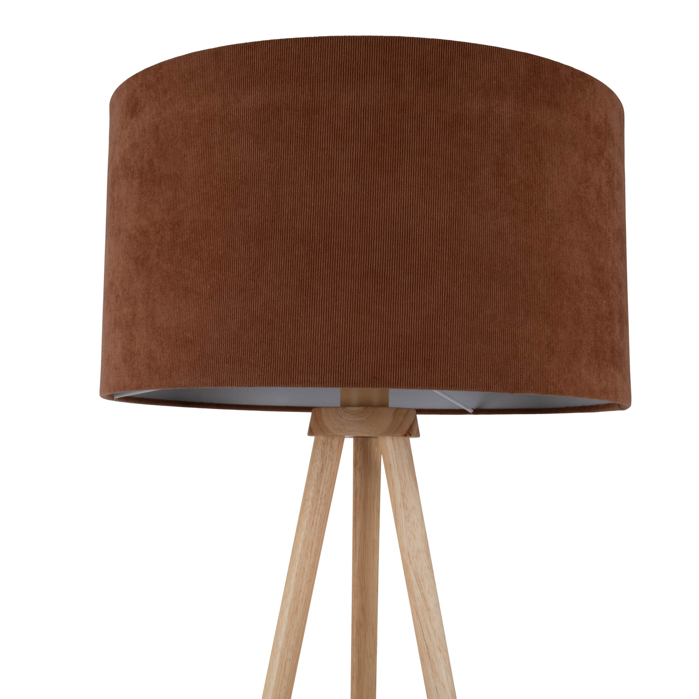 näve Stehlampe »Ardita« E27 1 Stk. Schirm Textil (Cord) braun, Gestell Dreibein Holz natur, H: 152cm, E27