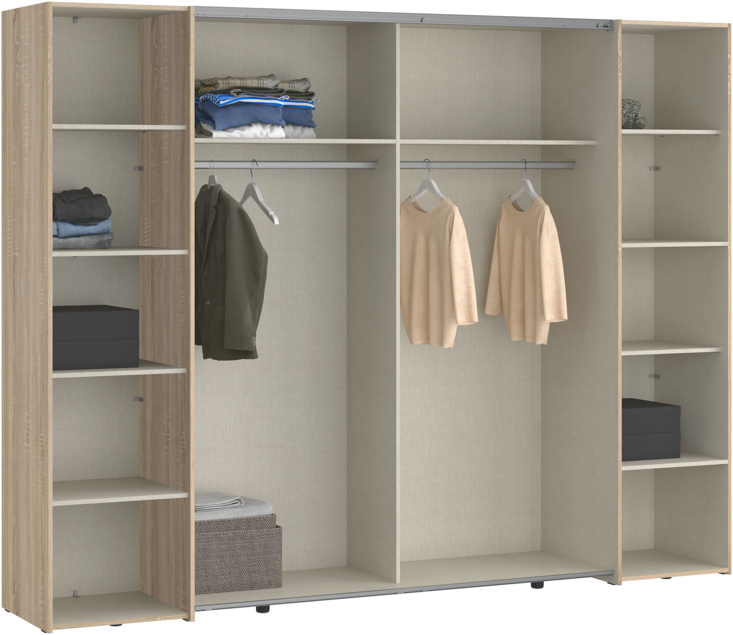 FORTE Kleiderschrank »Narago, Kombischrank mit Spiegel« B/H/T ca. 270/210/61cm,  Schwebetüren in Kombination mit Drehtüren, Made in Europe