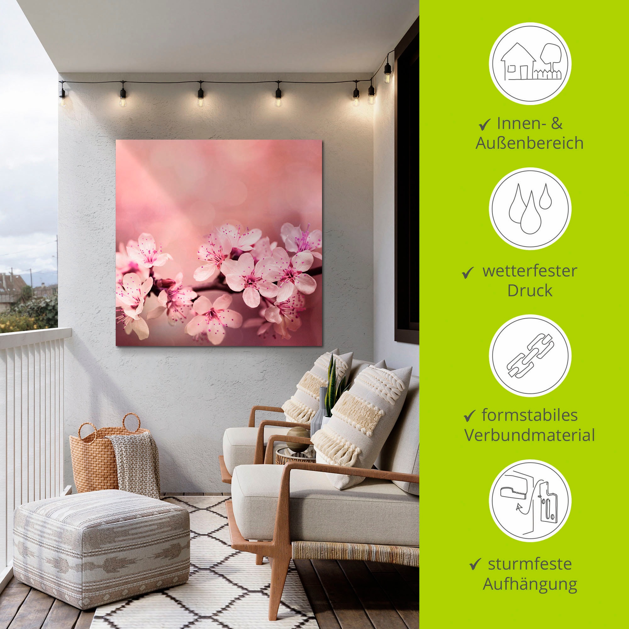 Artland Wandbild »Kirschblüten«, Blumen, (1 St.), als Alubild, Outdoorbild, Leinwandbild, Poster in verschied. Größen