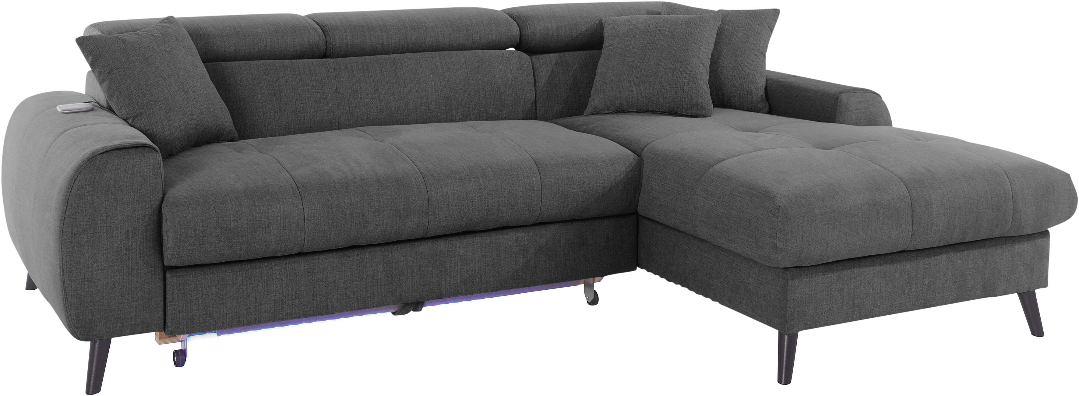 Thumbnail - COTTA Ecksofa "Mia L-Form mit 3 Zierkissen" wahlweise mit Bettfunktion, Bettkasten, Beleuchtung & Wireless-Charger