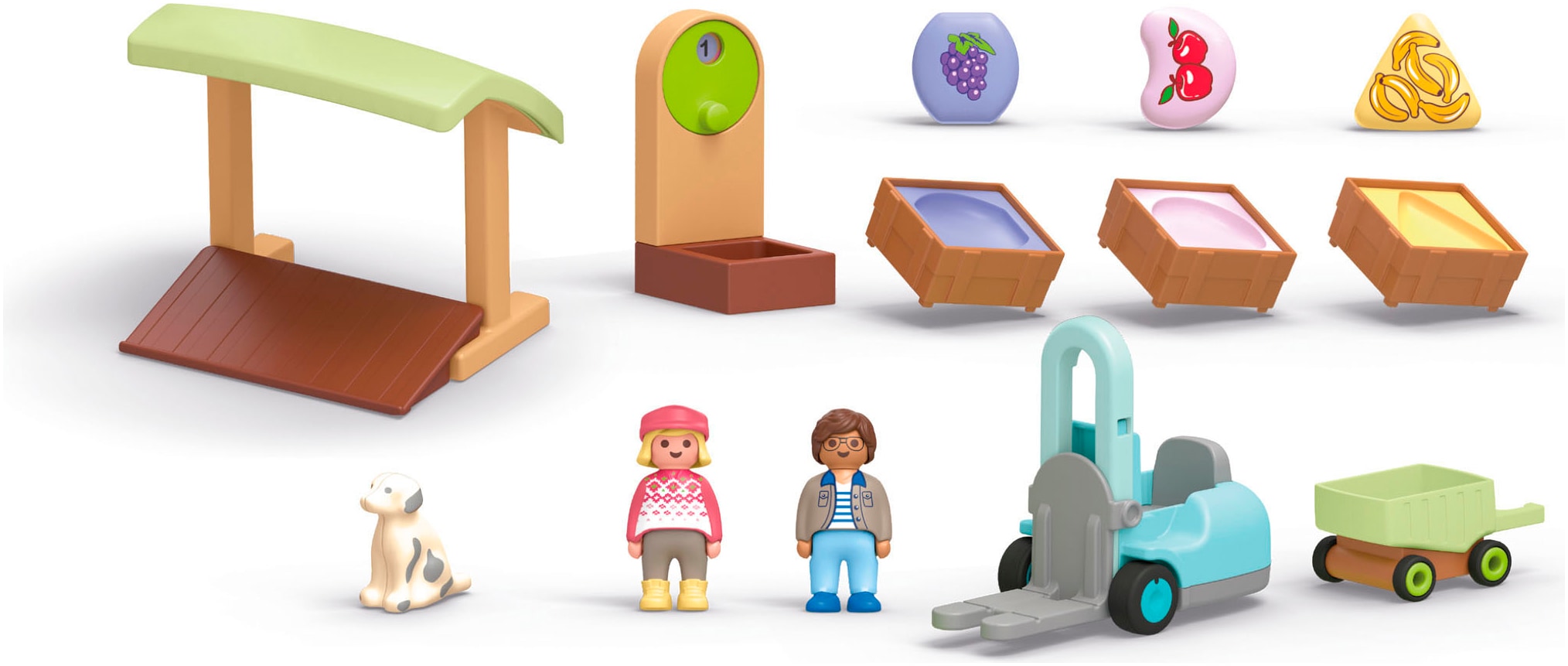 Playmobil® Konstruktions-Spielset »Bio-Marktstand & Gabelstapler (71691), JUNIOR« Made in Europe