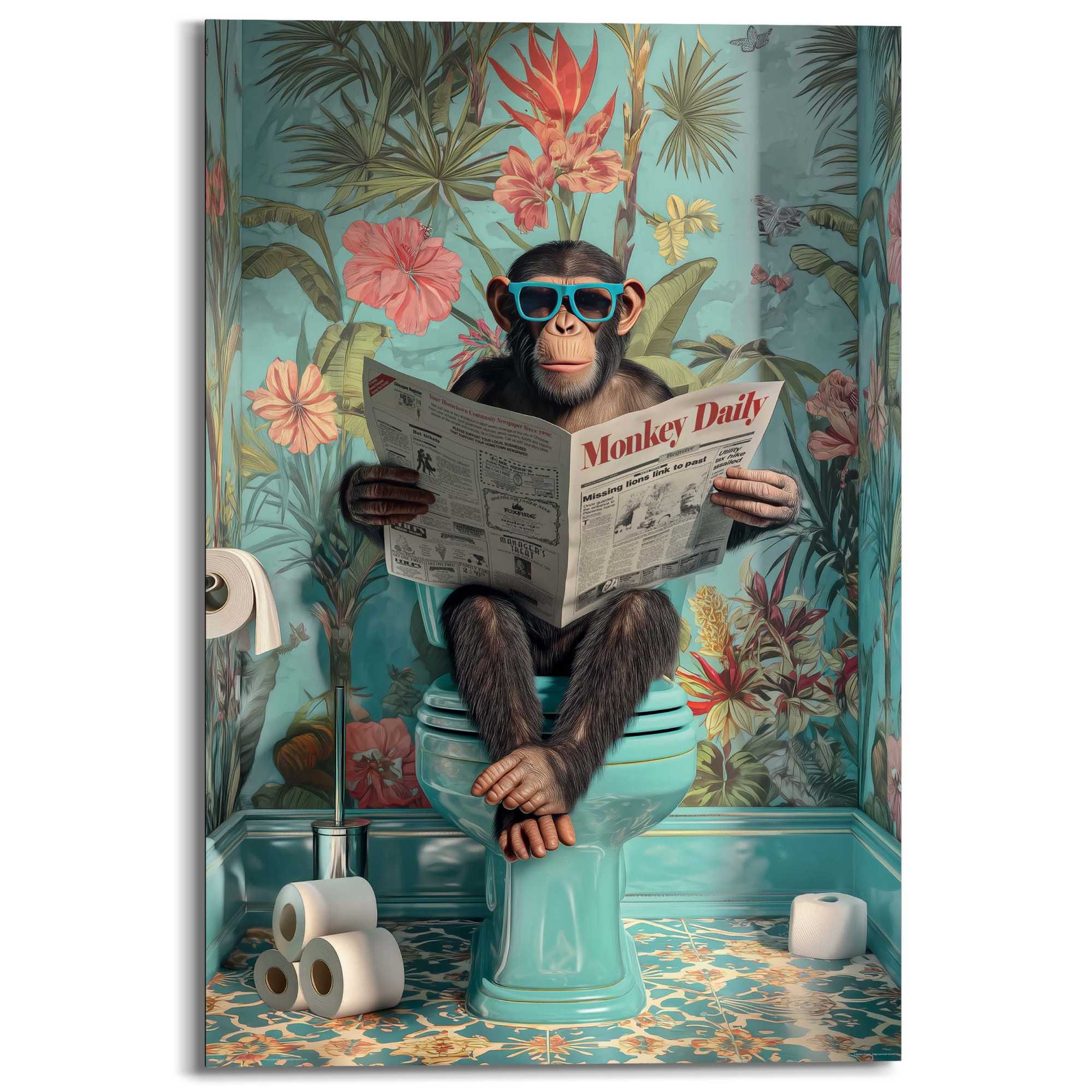 Reinders! Deco-Panel »Affe auf der Toilette« Humor 1 Stk. tlg. Toilette - Blau - MDF - Humor - 60x90 cm