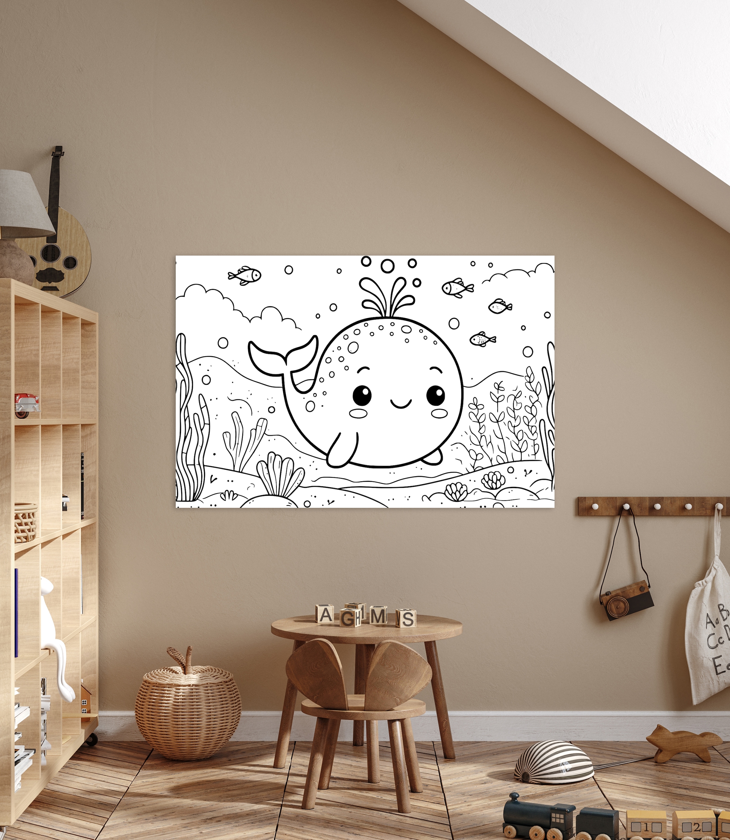 queence Bild »Kleiner Wal«, Blätter-Blätterbilder-Figuren-Fisch & Meeresfrüchte-klassische Fantasie-Mädchen-Märchenbilder-Meer Bilder-Unterwasserwelt-Wassertiere, (1 St.), DIY Wandbild aus Dibond