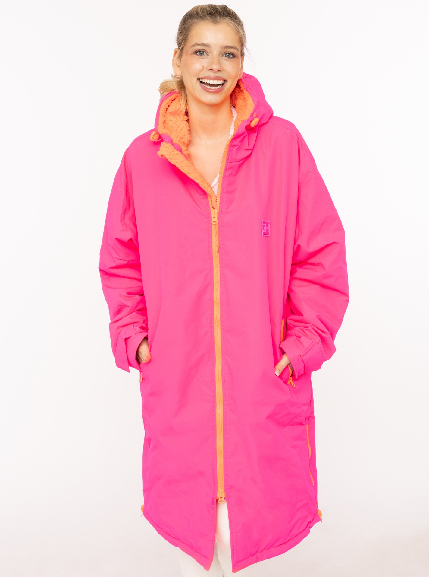 Zwillingsherz Kurzmantel ""Oversize Windjacke ZH"" seitliche Taschen, Kapuze, Reißverschluss, Teddy Futter, Oversized