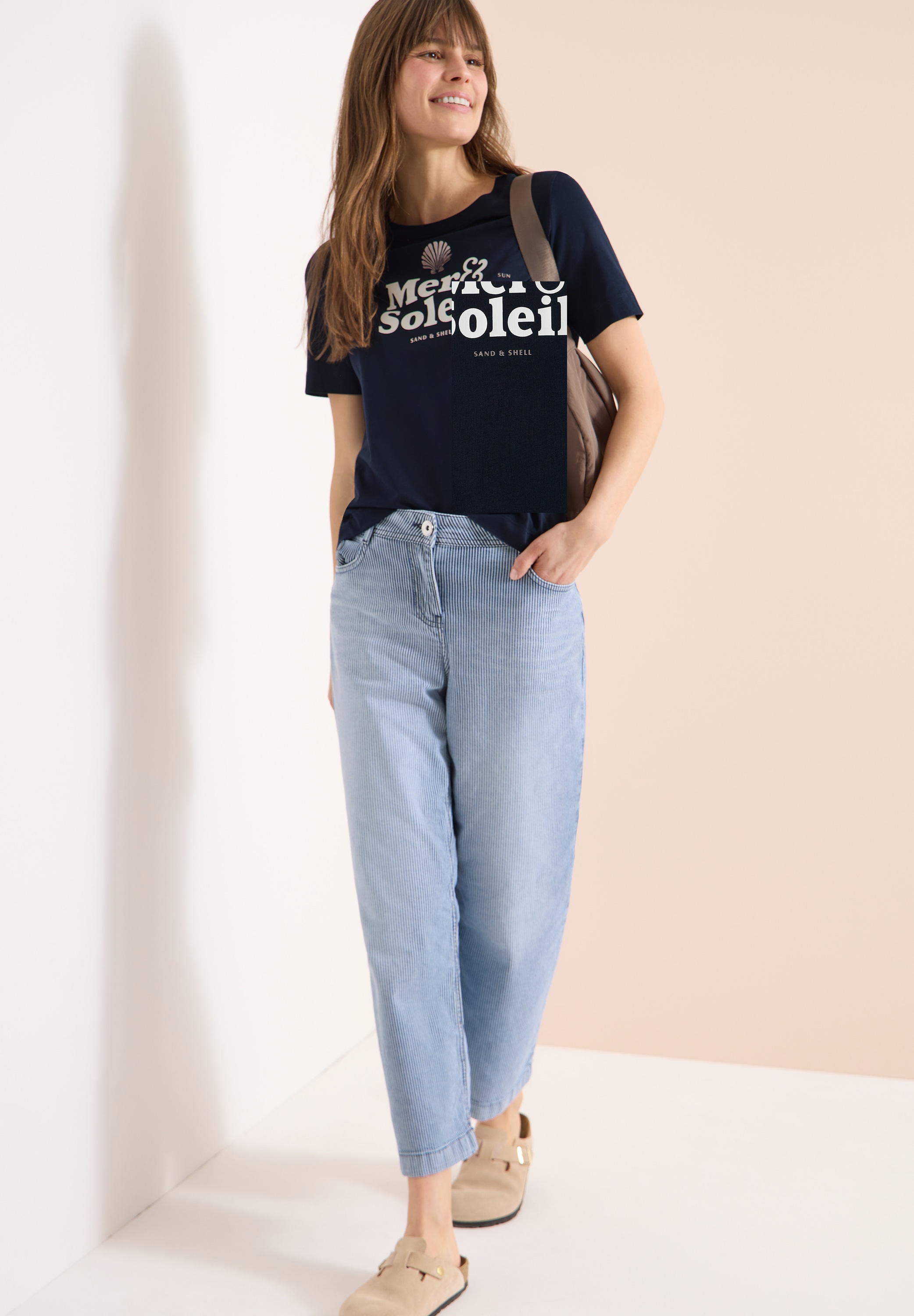 Cecil T-Shirt Sommershirt mit maritimem Wording-Print, Jerseyqualität