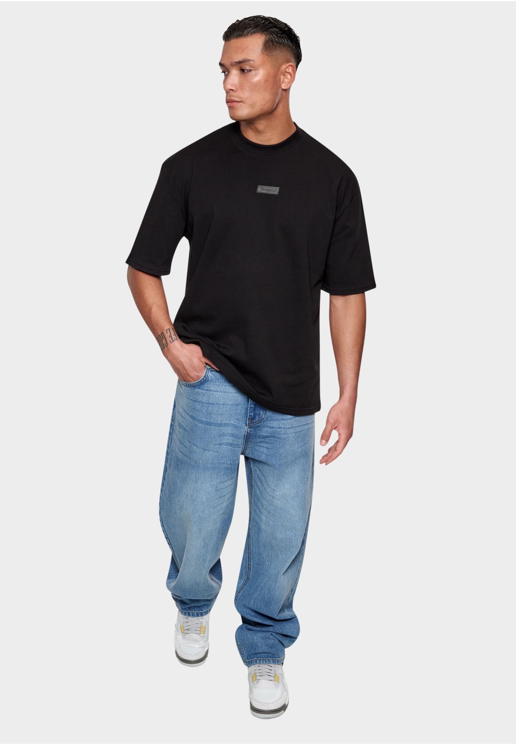 Dropsize T-Shirt »Dropsize Herren Heavy Oversize Front Rubber Patch T-Shirt«, (1 tlg.)