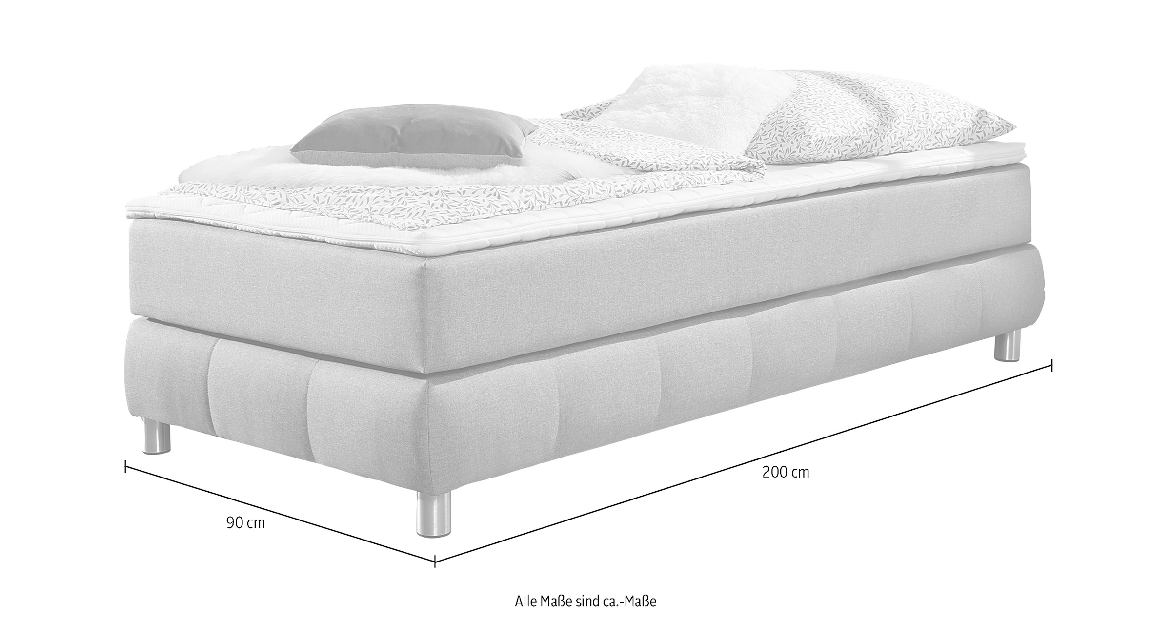 andas Boxspringbett »Salo«, Ohne Kopfteil, inkl. Topper, auch in Überlänge 220 cm