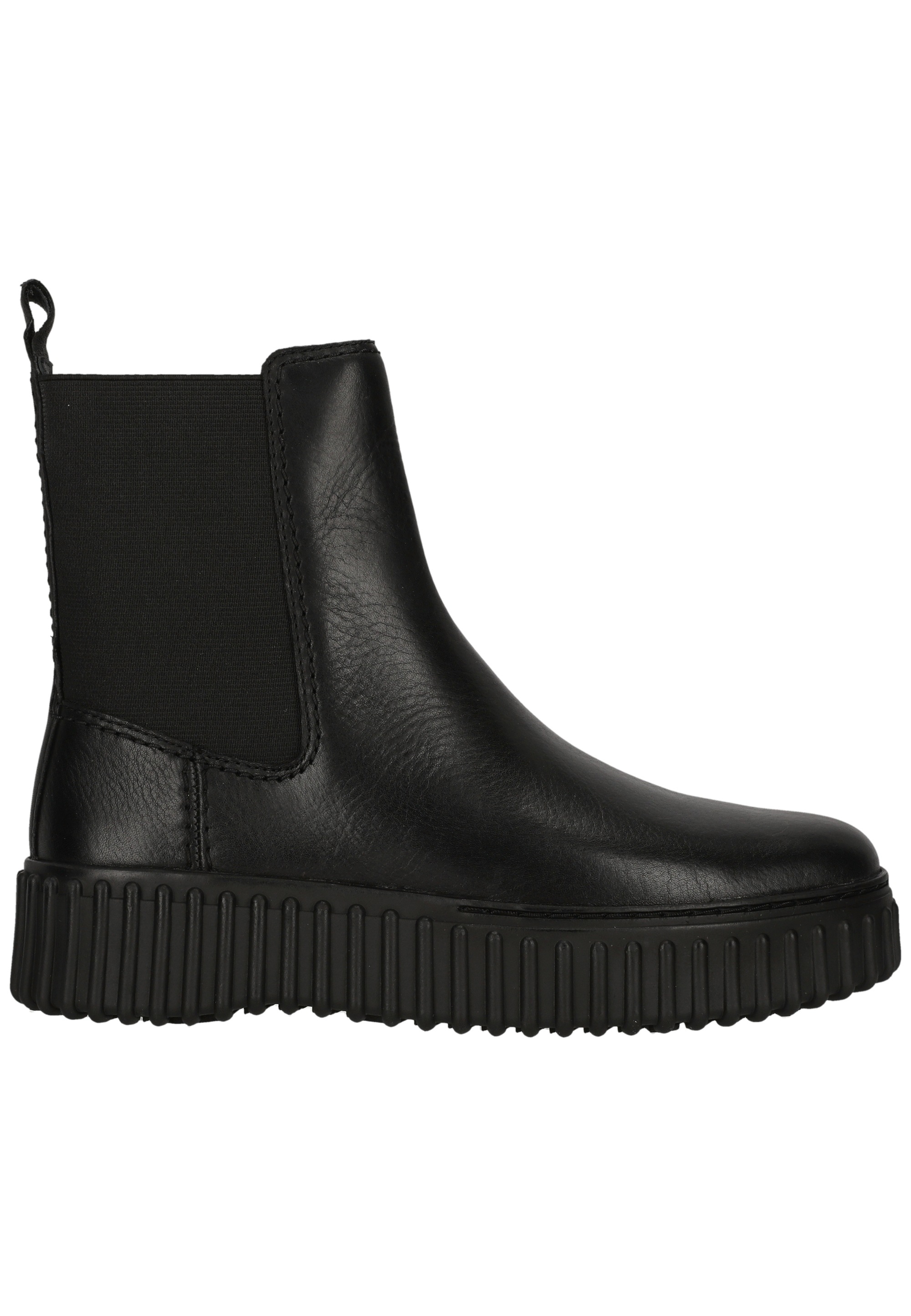 Clarks Stiefelette »Torhill Maple Black Leather«  mit charakteristischer, gerippter Sohle