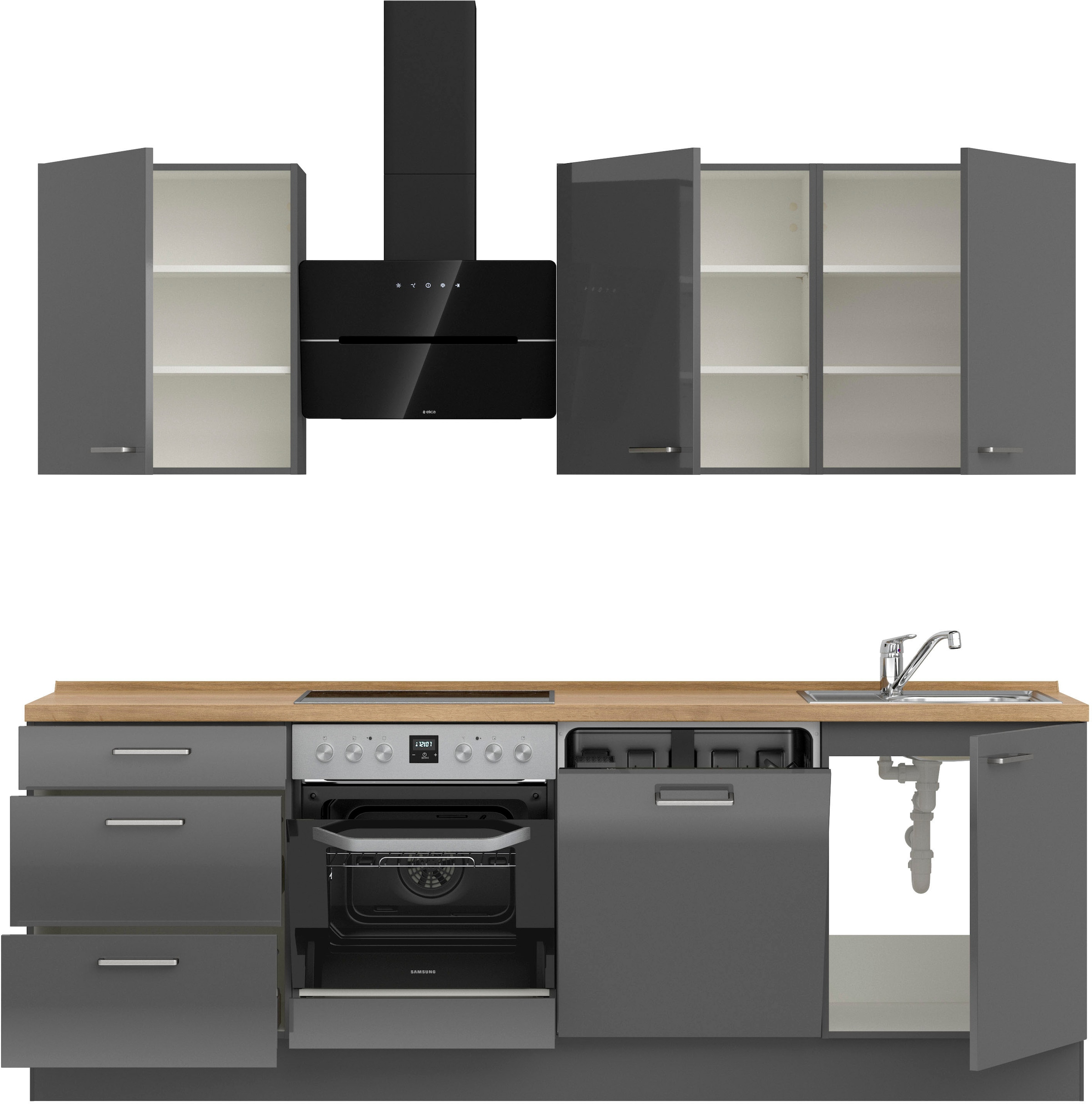 nobilia® Küchenzeile »"Flash II"«, vormontiert, Ausrichtung wählbar, Breite 240 cm, wahlw. mit E-Geräten