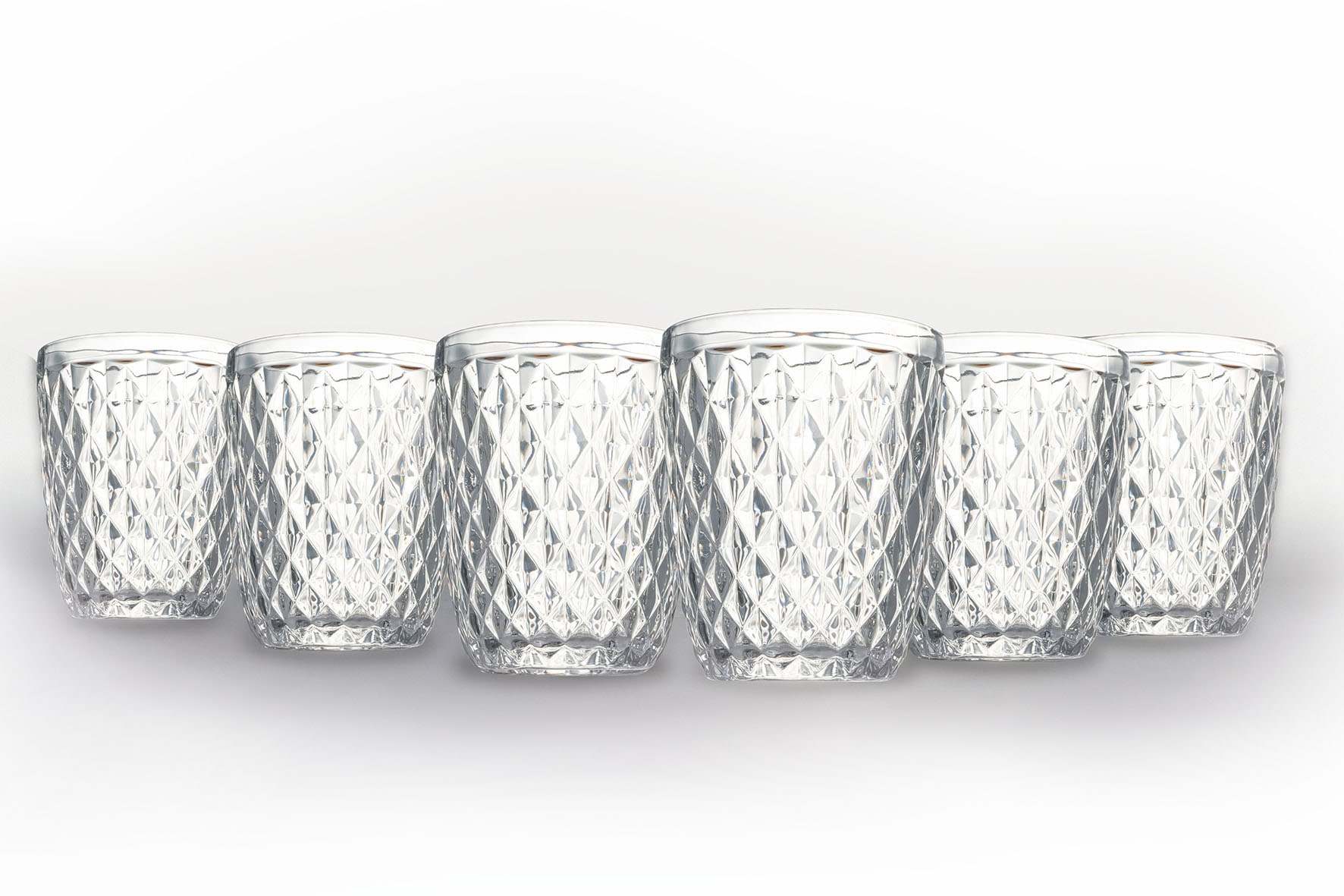Villa d'Este Gläser-Set »Diamond Transoarent«, (Set, 6 tlg.), Wassergläser-Set, 6-teilig, Inhalt 260 ml
