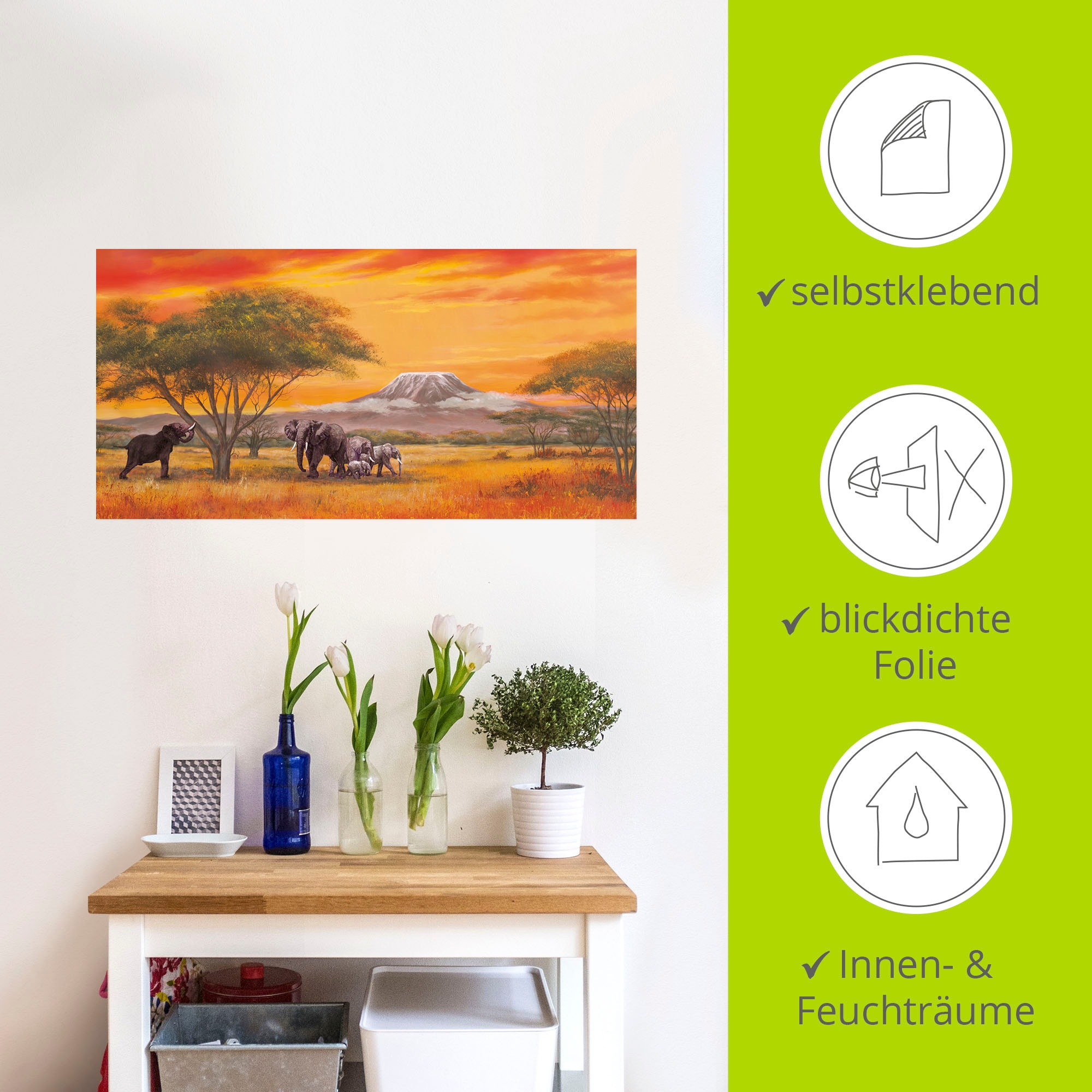Artland Wandbild »Elefanten«, Elefanten Bilder, (1 St.), als Alubild, Outdoorbild, Leinwandbild, Poster, Wandaufkleber