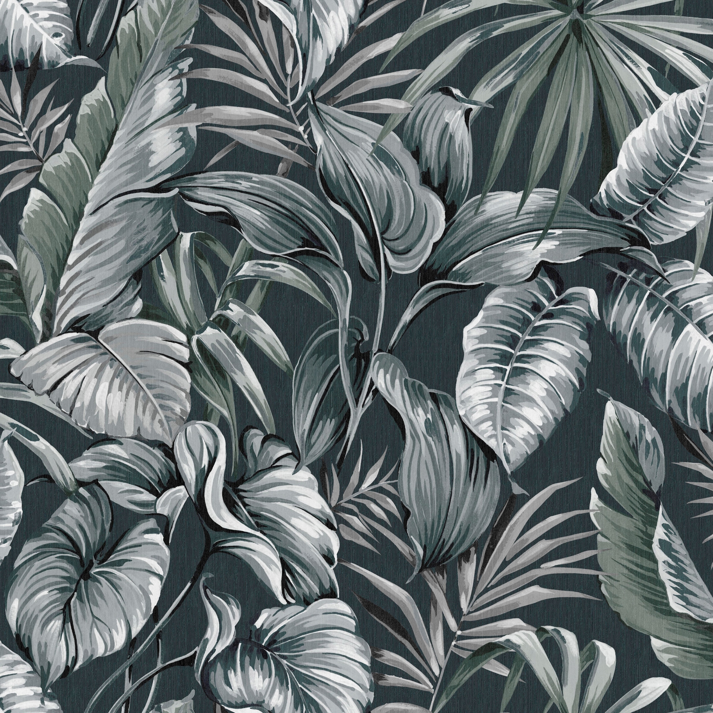 WOW Vliestapete "Exotische Blätter", botanisch, Grün - 1005x52 cm