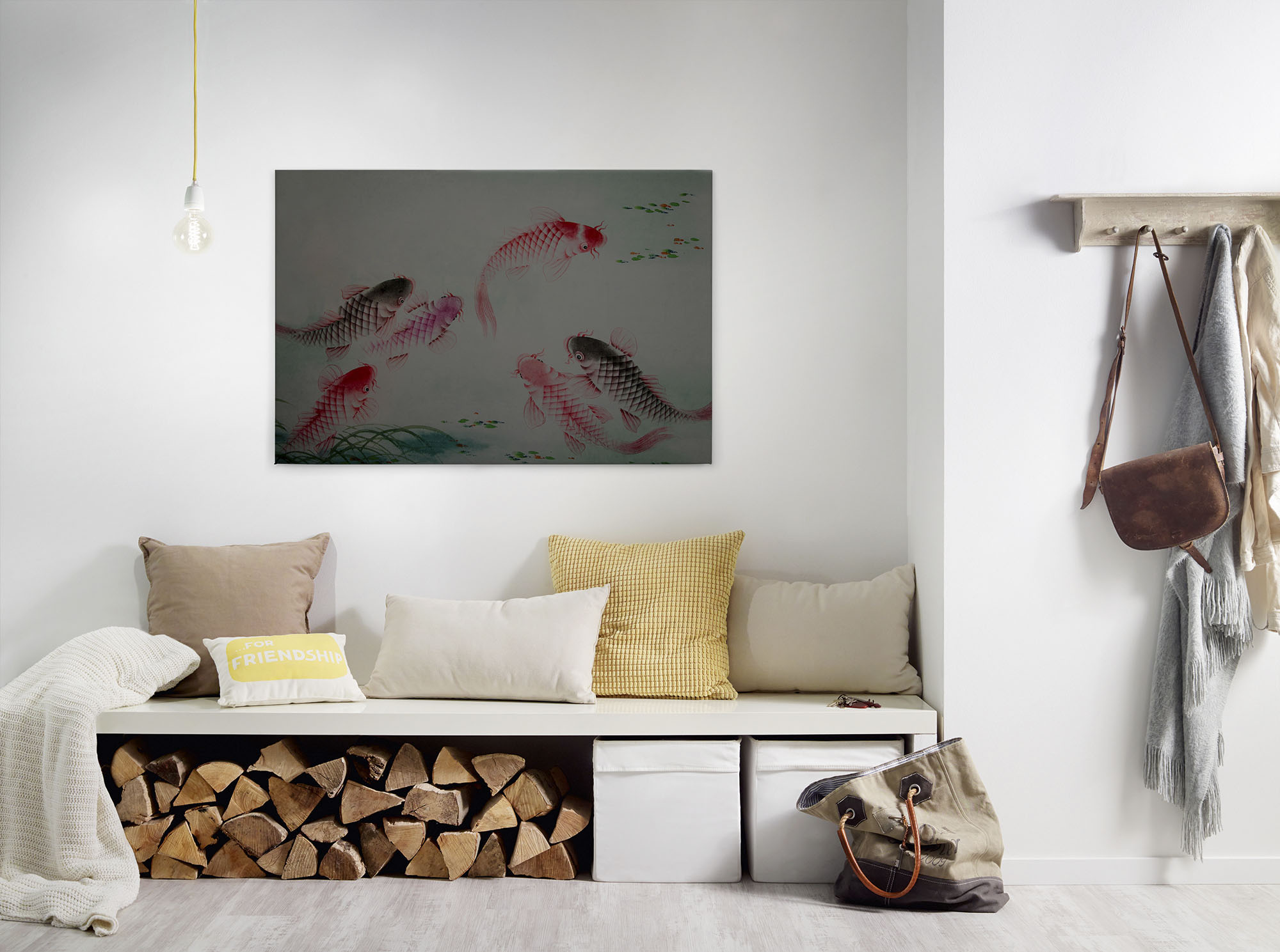 A.S. Création Leinwandbild "dancing kois" Kunst Tiere 1 Stk. tlg. Keilrahmen Bild Fische Asiatisch Koi Leinwand-Bild Wohnzimmer modern