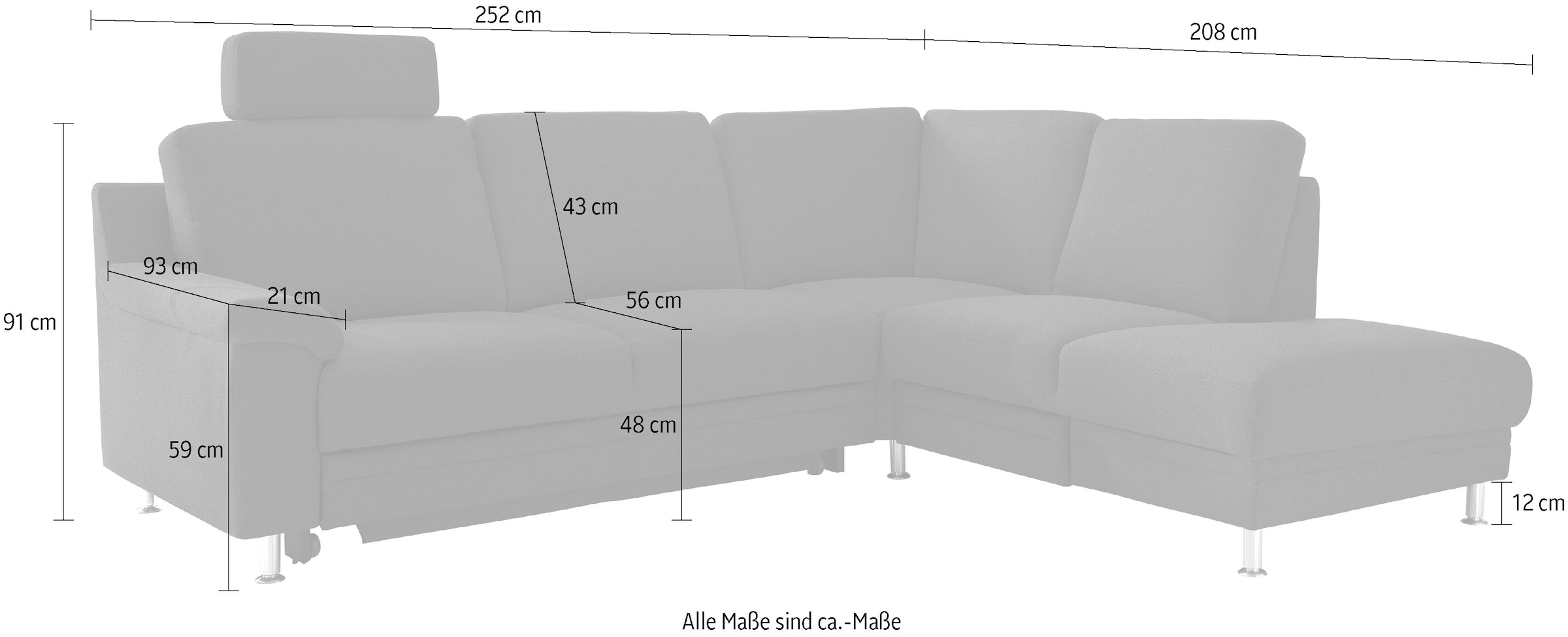 3C Carina Ecksofa »Korfu L-Form«, incl.- 1 Kopfstütze, wahlweise mit Schlafunktion und Stauraum