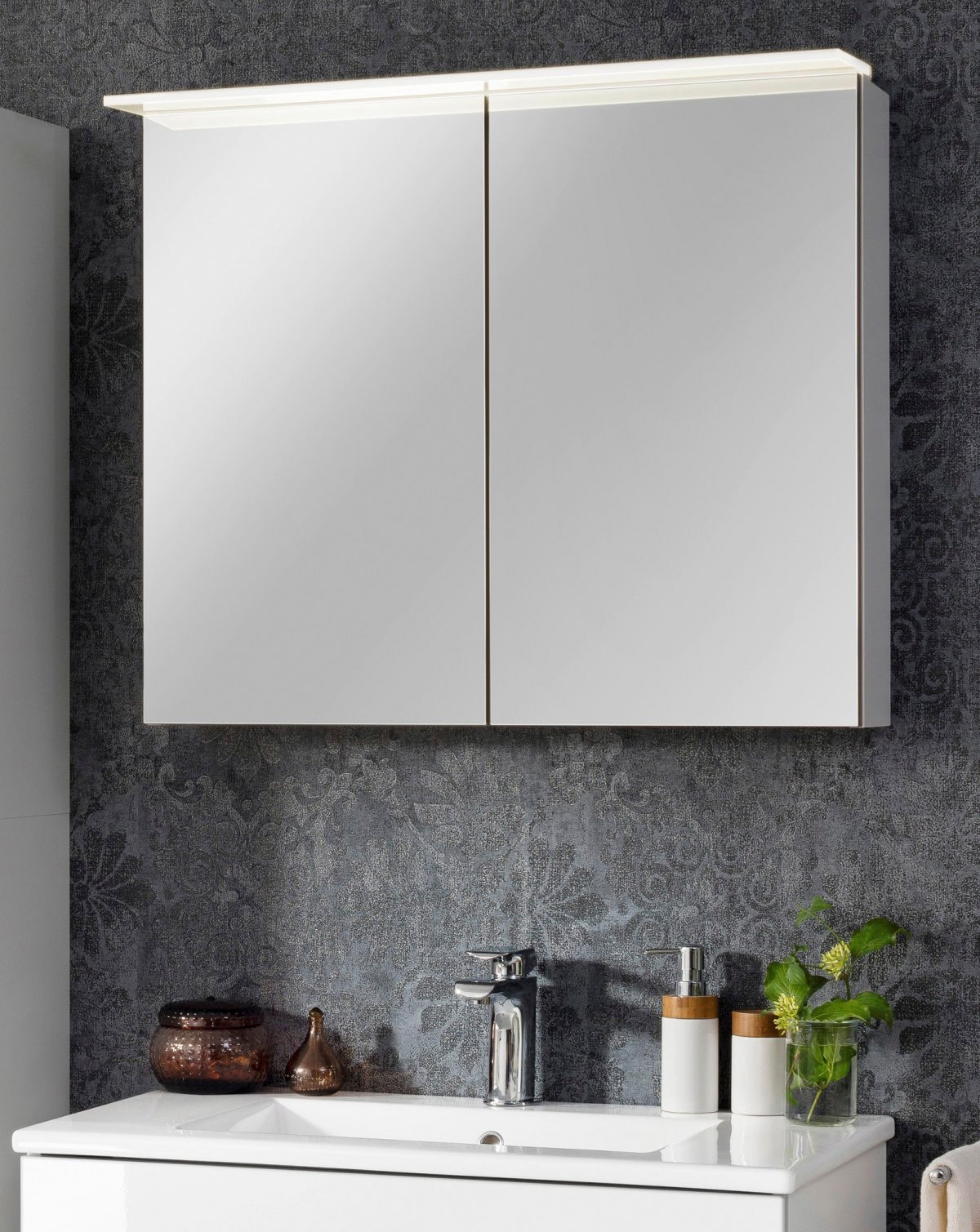 FACKELMANN Spiegelschrank 80 mit verspiegelt Badmöbel 2 Türen 80 - BAUR weiß«, | doppelseitig »PE cm, Breite