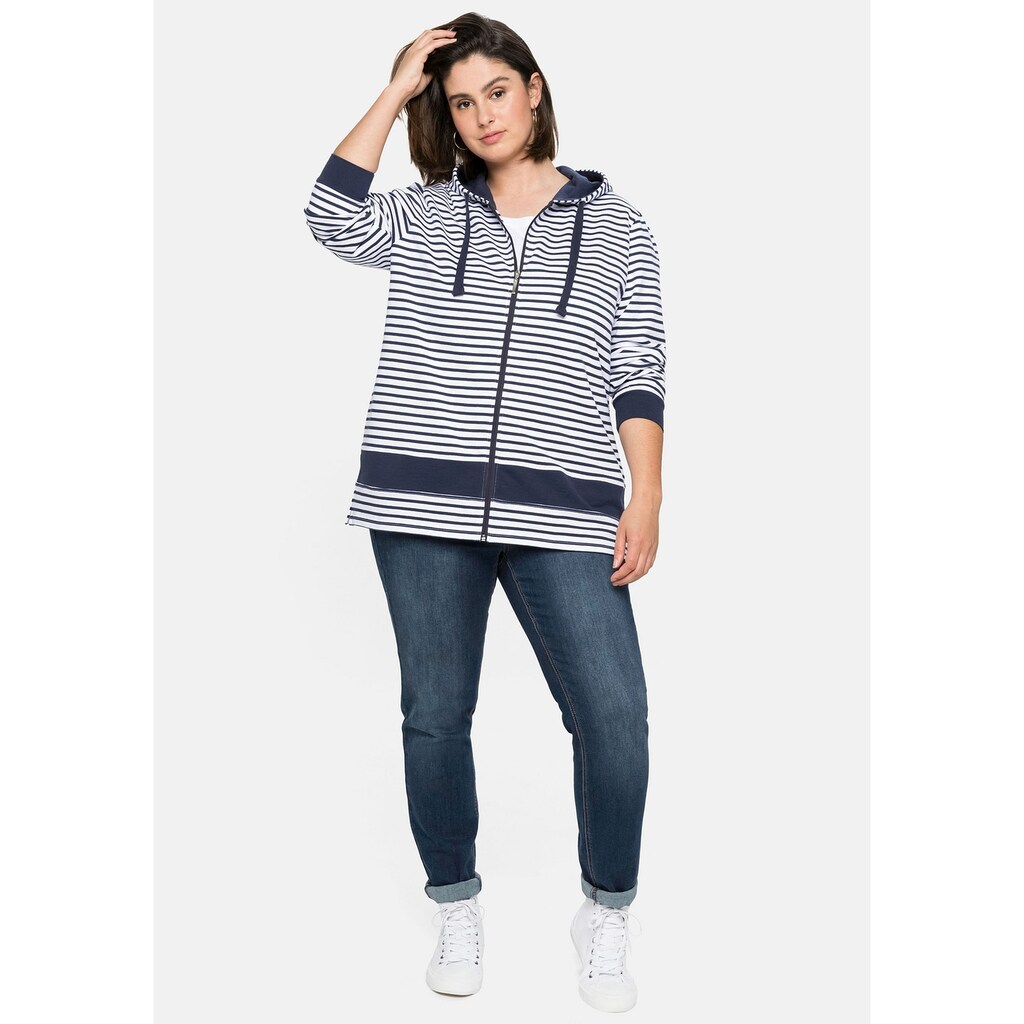 Marken Sheego Sheego Kapuzensweatjacke »sheego Sweatjacke«, aus reiner Baumwolle marine-gestreift Marken Sheego Sheego Kapuzensweatjacke »sheego Sweatjacke«, aus reiner Baumwolle marine-gestreift