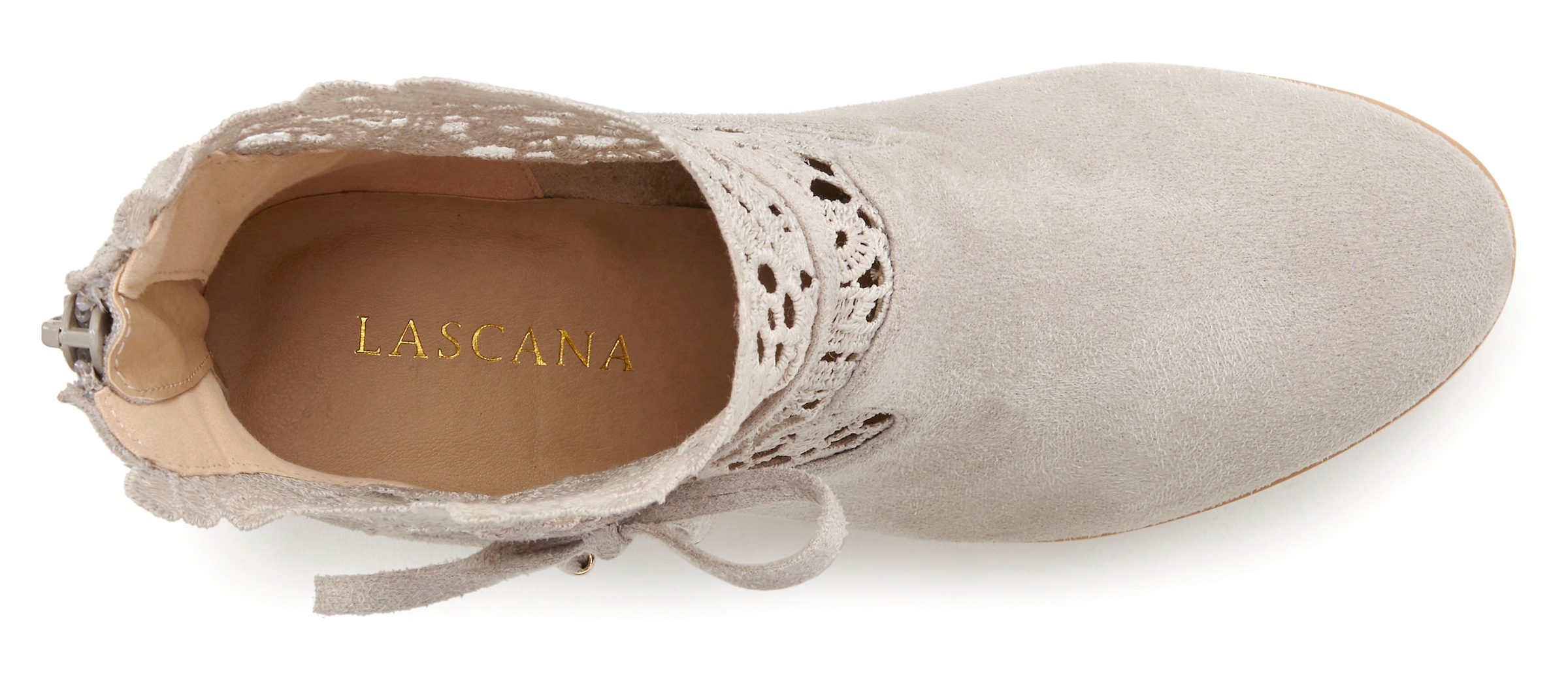 High-Heel-Stiefelette LASCANA "Sommerstiefelette", Damen, Gr. 40, grau, Obermaterial: 100% Textilmaterial. Decksohle: 100% Lederimitat. Futter: 100% Textilmaterial. Laufsohle: 100% Synthetik, unifarben, Schuhe, mit modischer Spitze und bequemen Blockabsat 3