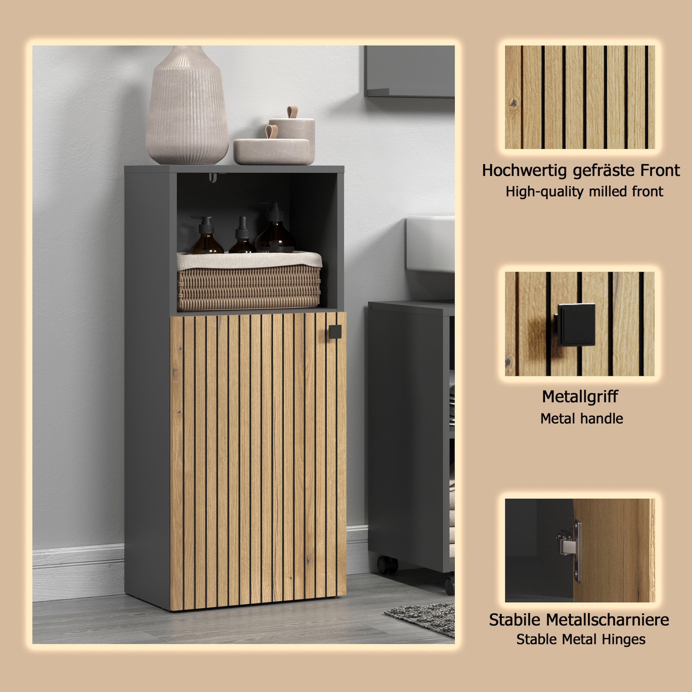 welltime Unterschrank »Amrum« Standschrank mit 1 Tür & 1 Fach - (B/T/H) 40/31/95 cm