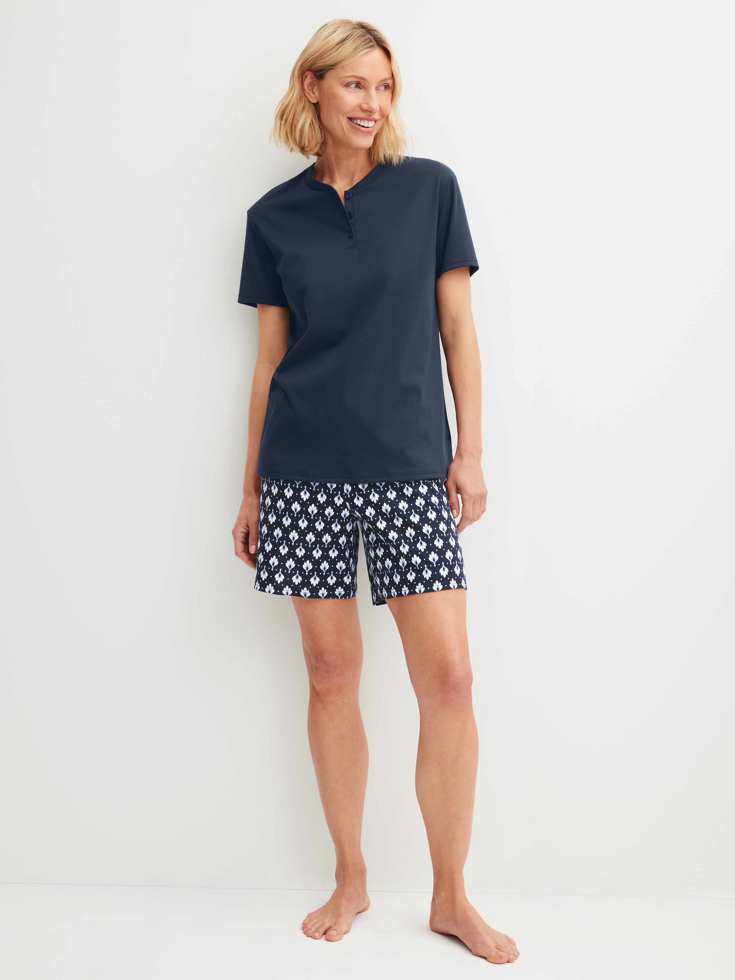 CALIDA Shorty "Daylight Dreams" 2 mit Rundhalsausschnitt und kleiner Knopfl günstig online kaufen