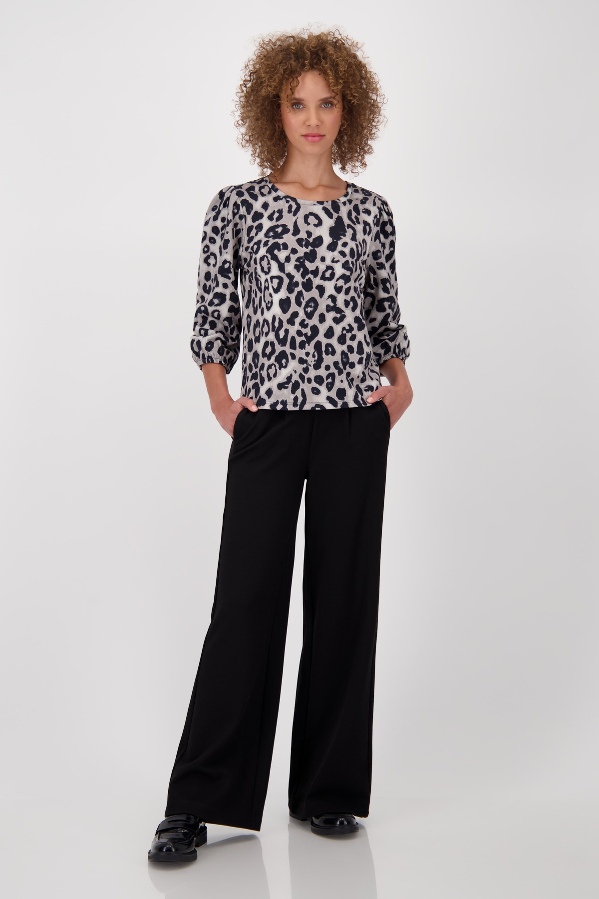 Monari Sweater »Sweatshirt Leodruck Allover«, Mit Rundhalsausschnitt