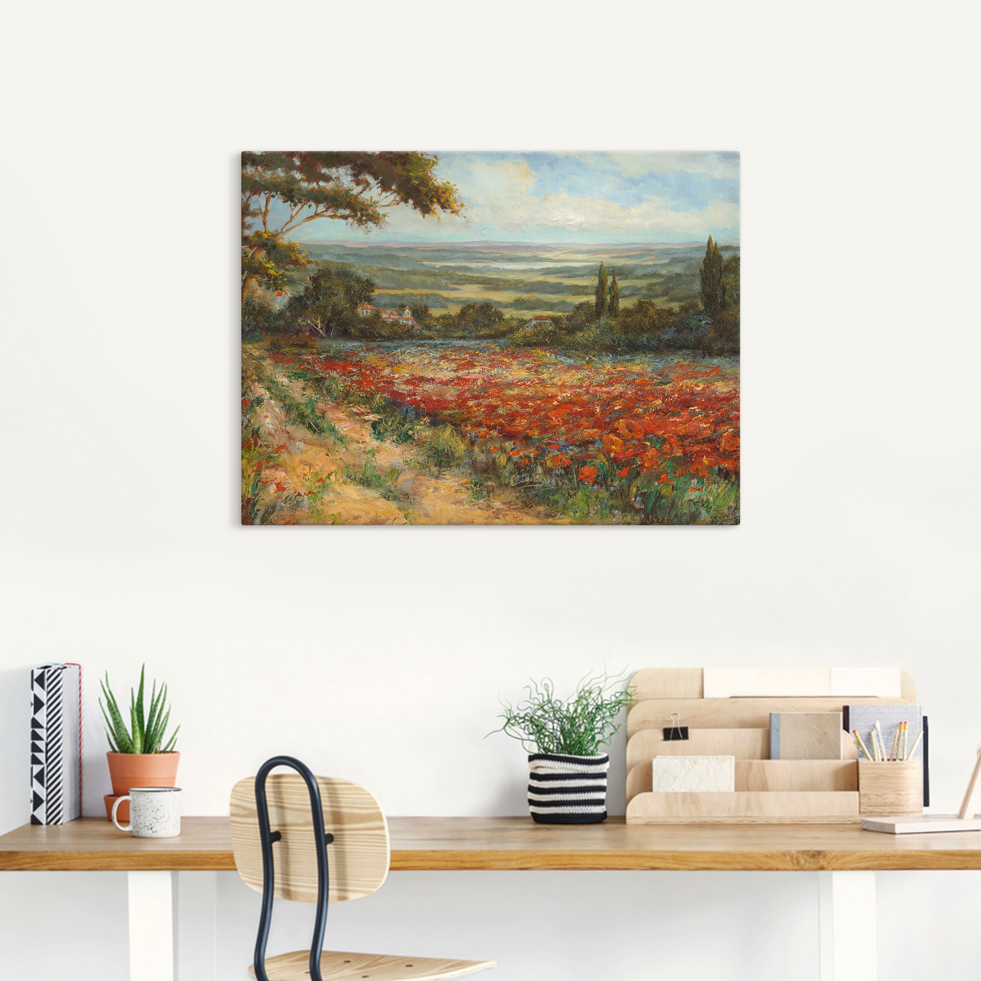 Artland Wandbild »Weg am Mohnfeld«, Wiesen & Bäume, (1 St.), als Leinwandbild, Poster in verschied. Größen