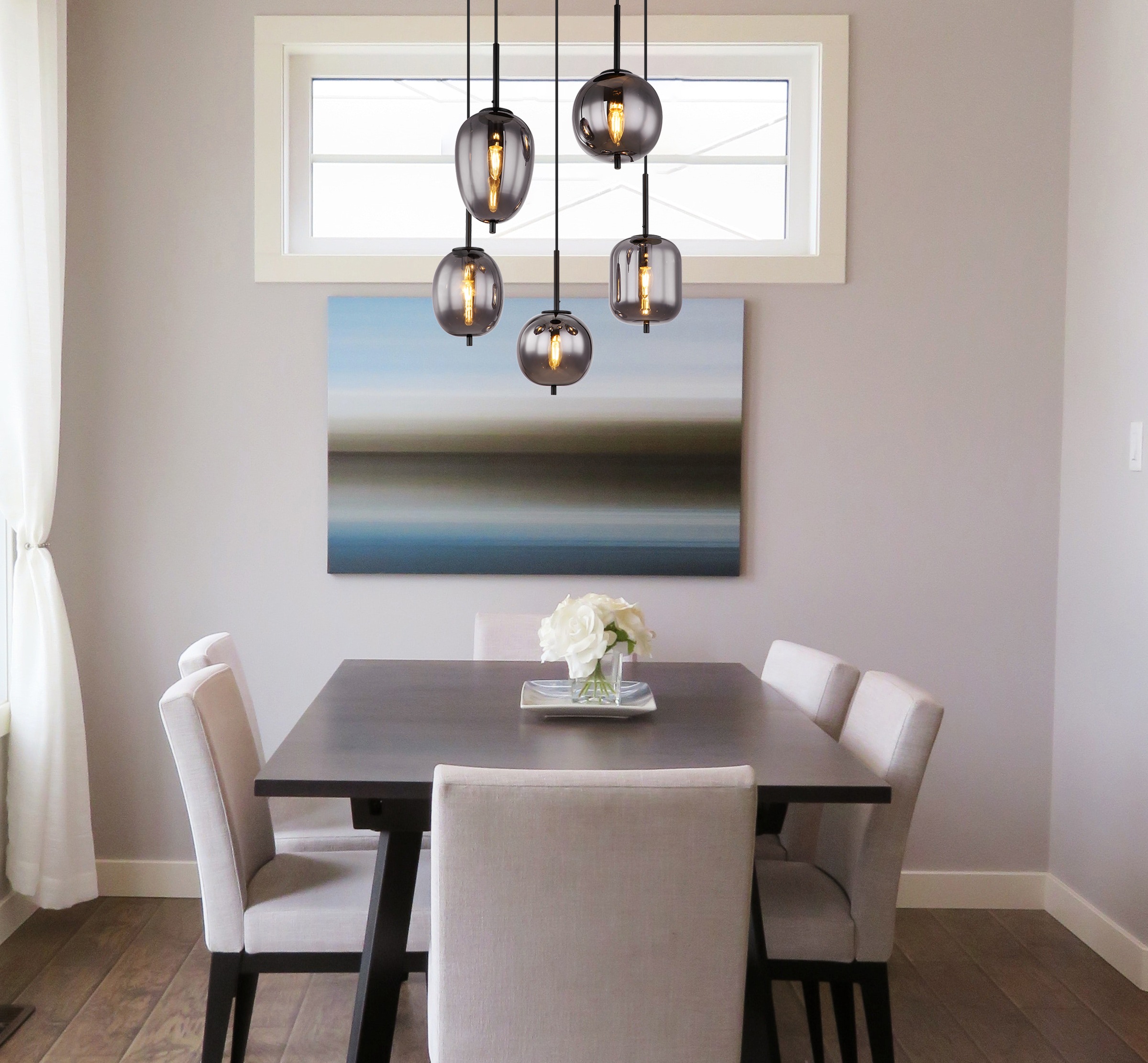 GLOBO LIGHTING Hängeleuchte »BLACKY« E14 1 Stk. Hängelampe schwarz Glas rauchfarben unterschiedliche Gläser