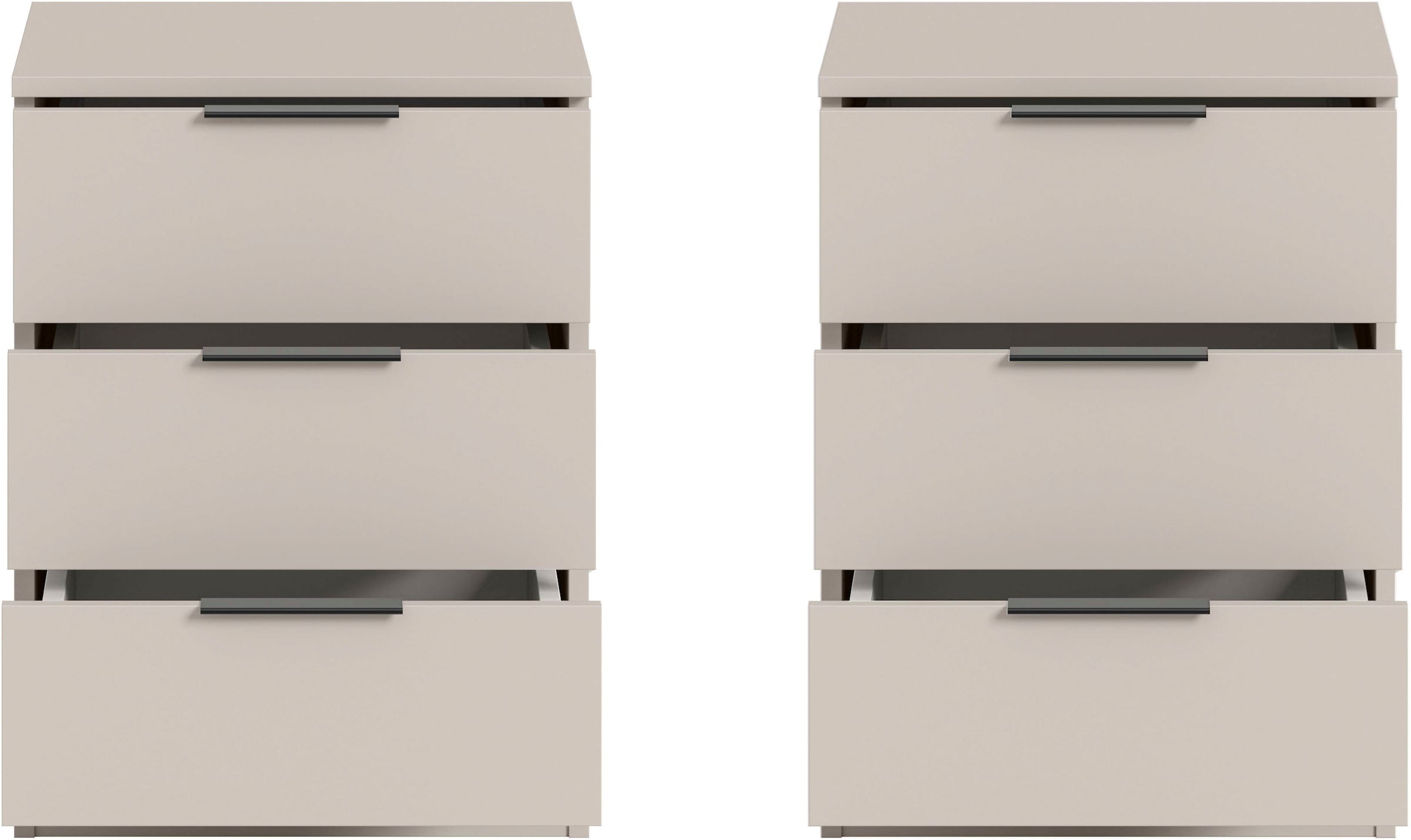 Home affaire Nachtkommode »Skarde 2 Nachttische, jeweils Breite: 45 cm« Set, Sie bekommen 2  Nachttische im Set, 2 Stk. tlg. Skarde, 2er Set Nachtkommoden, 3 Schubkästen, kashmir