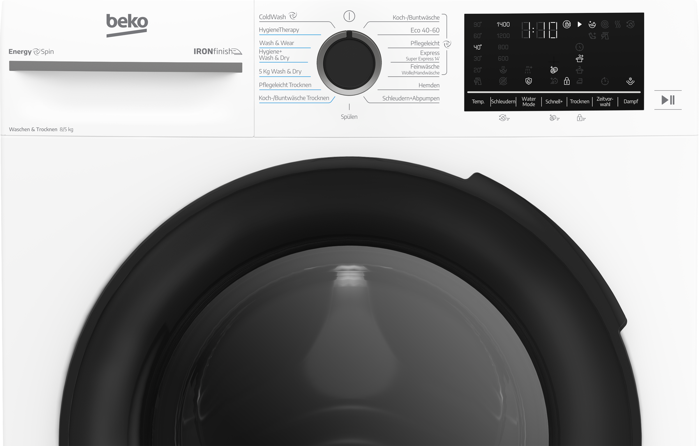 BEKO Waschtrockner »BM3DT4844W1« 8 kg /5 kg 75 dB(A) Waschen & Trocknen in einem: 8 kg / 5 kg, Dampffunktion