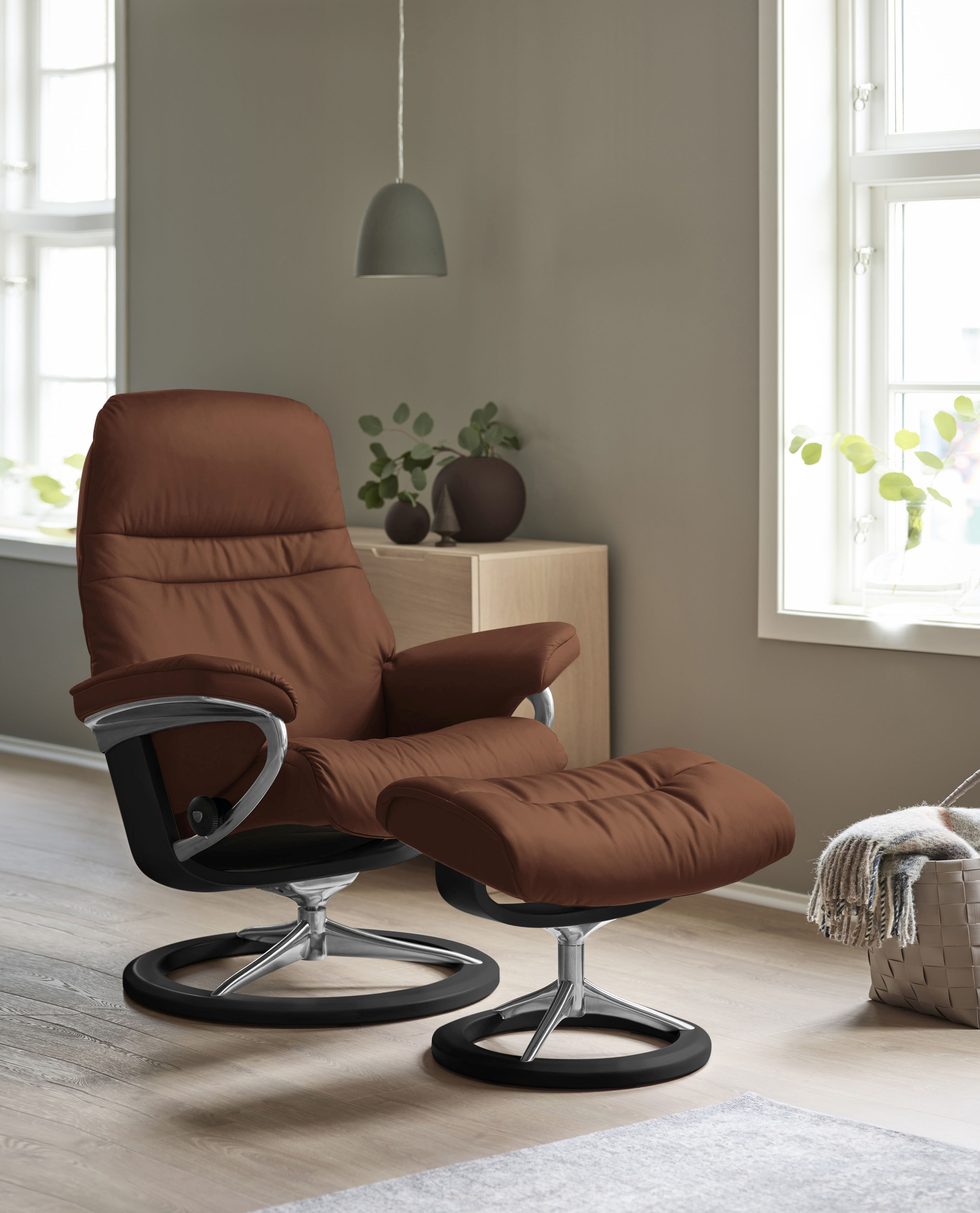Stressless Relaxsessel "Sunrise" mit Signature Base, Größe M, Gestell Schwarz, in 2 Lederqualitäten lieferbar