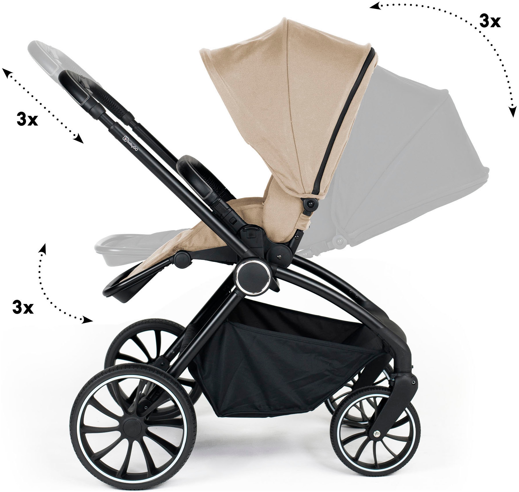 BabyGo Kombi-Kinderwagen »Harmony 3in1«, inkl. Babyschale mit Adaptern