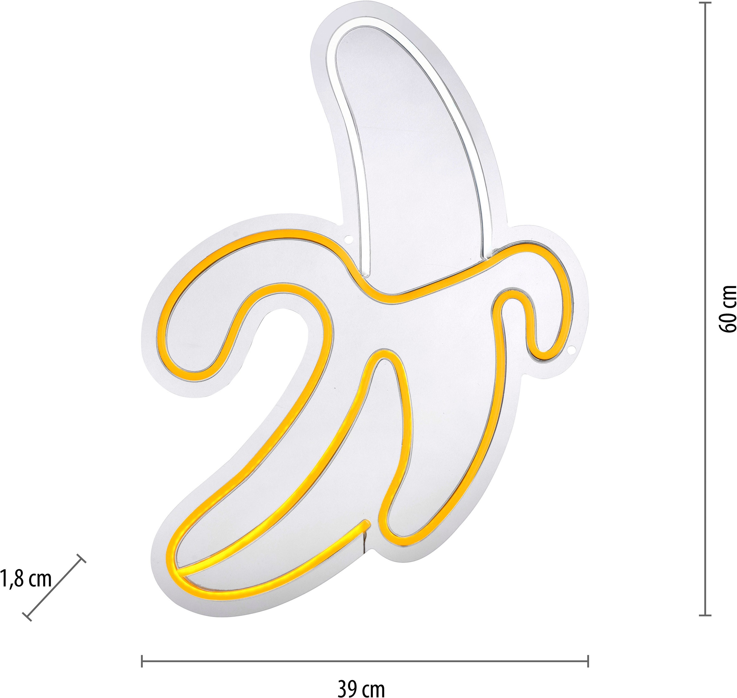 JUST LIGHT LED Wandleuchte »NEON-BANAN«, 1 flammig, Leuchtmittel LED-Board | LED fest integriert