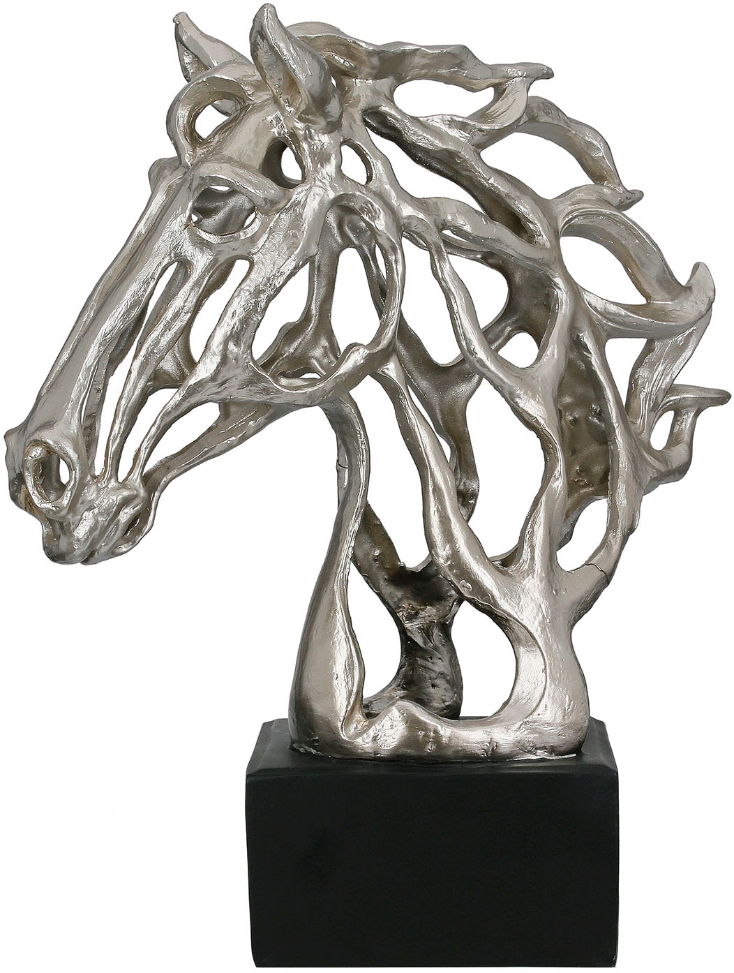 Casablanca by Gilde Dekoobjekt "Skulptur Pferd Cheval silberfarben H. 39,5 günstig online kaufen
