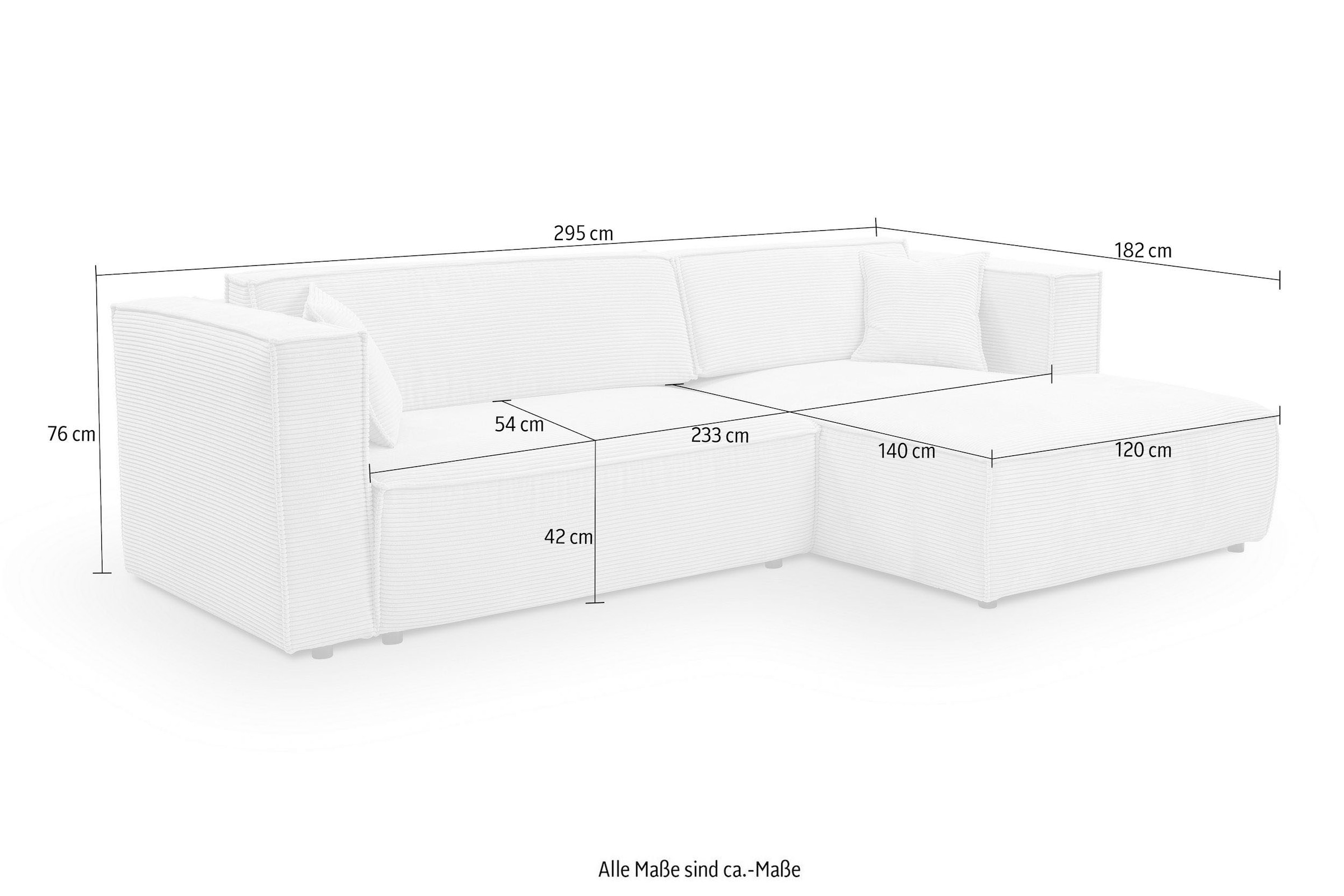 WERK2 Ecksofa »Atlanta-New inkl. Bett & Bettkasten, Cord, fester Sitz, retro-modern« Cord, L-Form, XXL, Schlaffunktion, Bettkasten