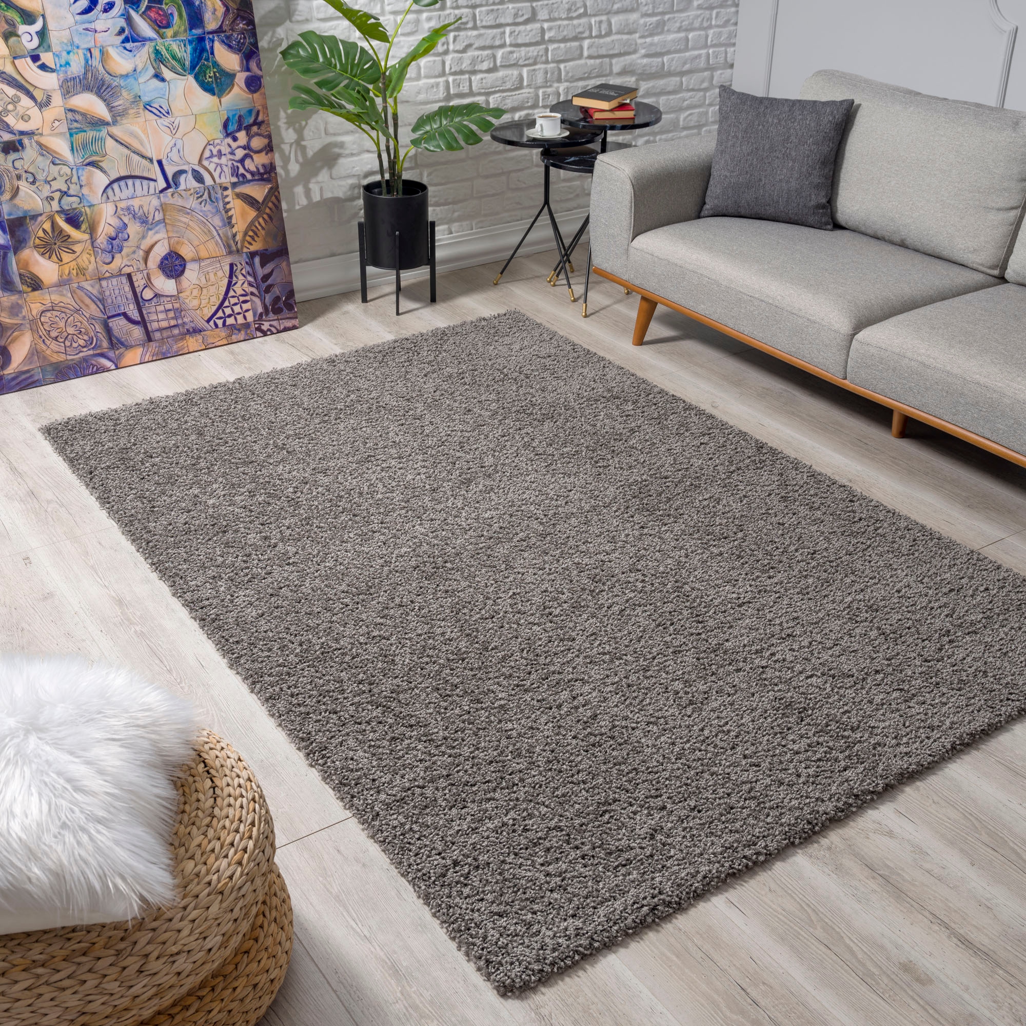 Hochflor-Teppich SANAT "LOCA" Gr. 2, grau, B:80cm H:30mm L:150cm, Kunstfaser, Teppiche, Wohnzimmer, Langflor, Shaggy, Schlafzimmer