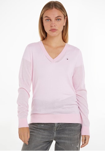 TOMMY HILFIGER V-Ausschnitt-Pullover »JERSEY STITCH V...